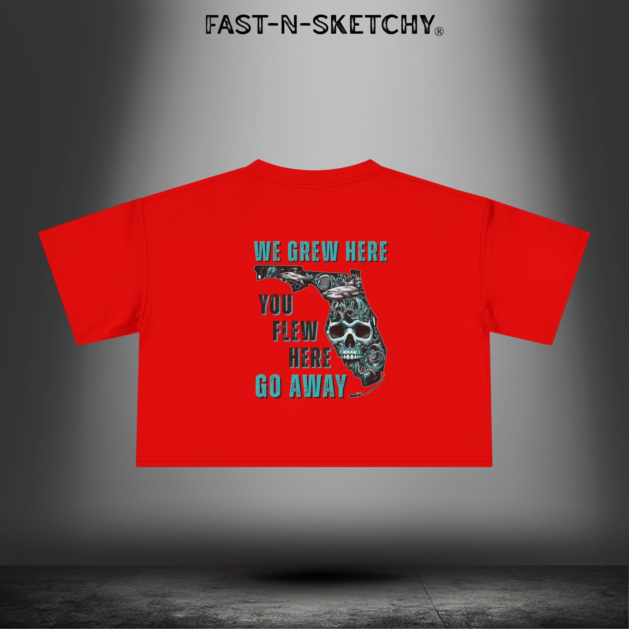 WE GREW HERE, YOU FLEW HERE, GO AWAY: Crop Top (Medium-Weight)