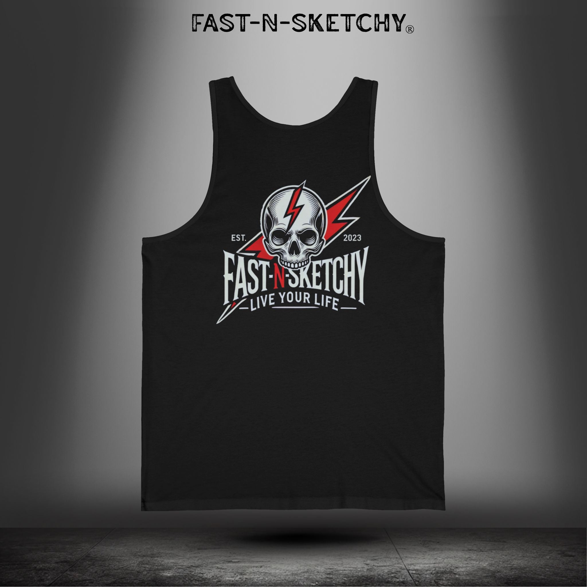 Live Your Life Graphic Tank - Fast-N-Sketchy Skull Tank Top