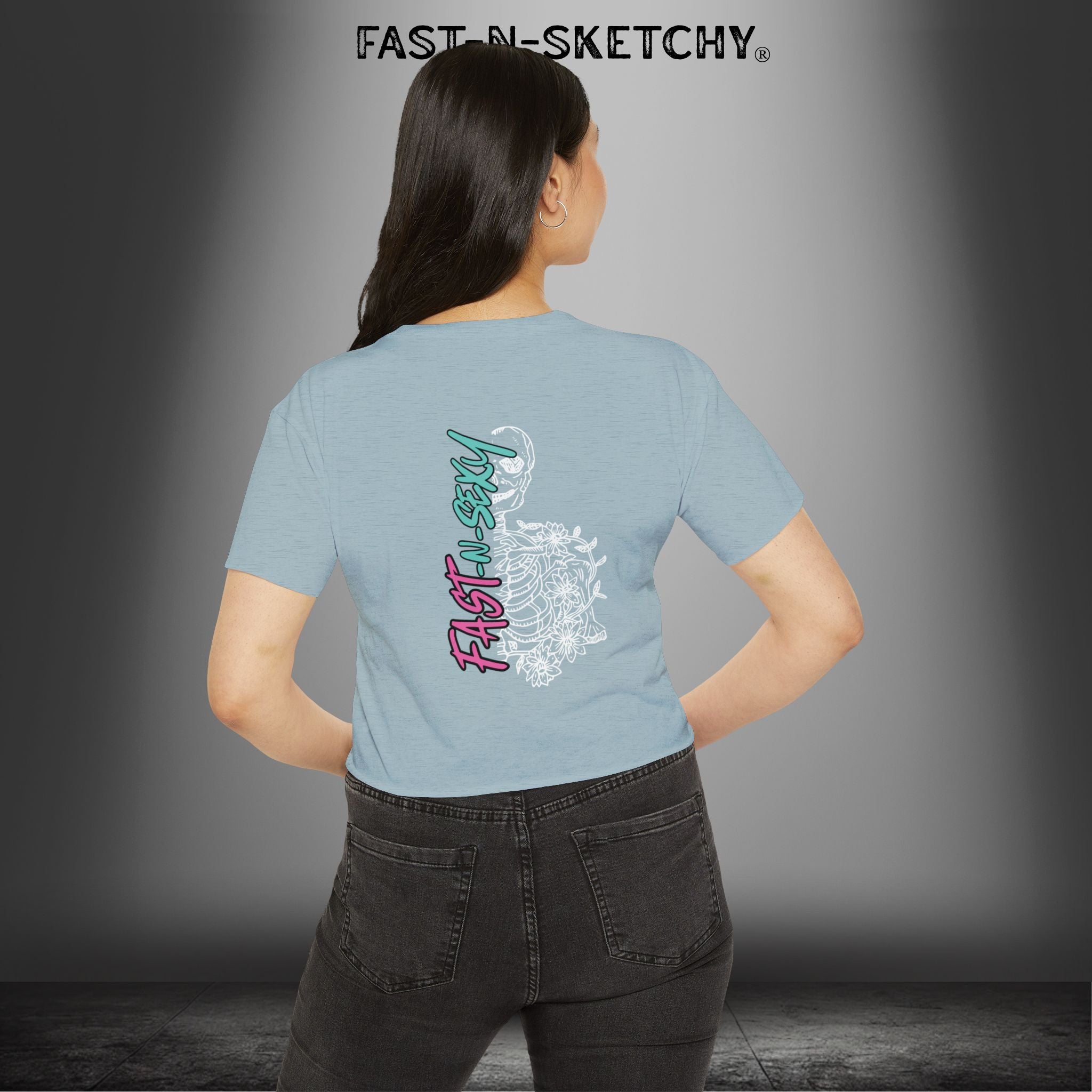 FAST-N-SEXY™ WITH HALF SKULL: Festival Crop Top