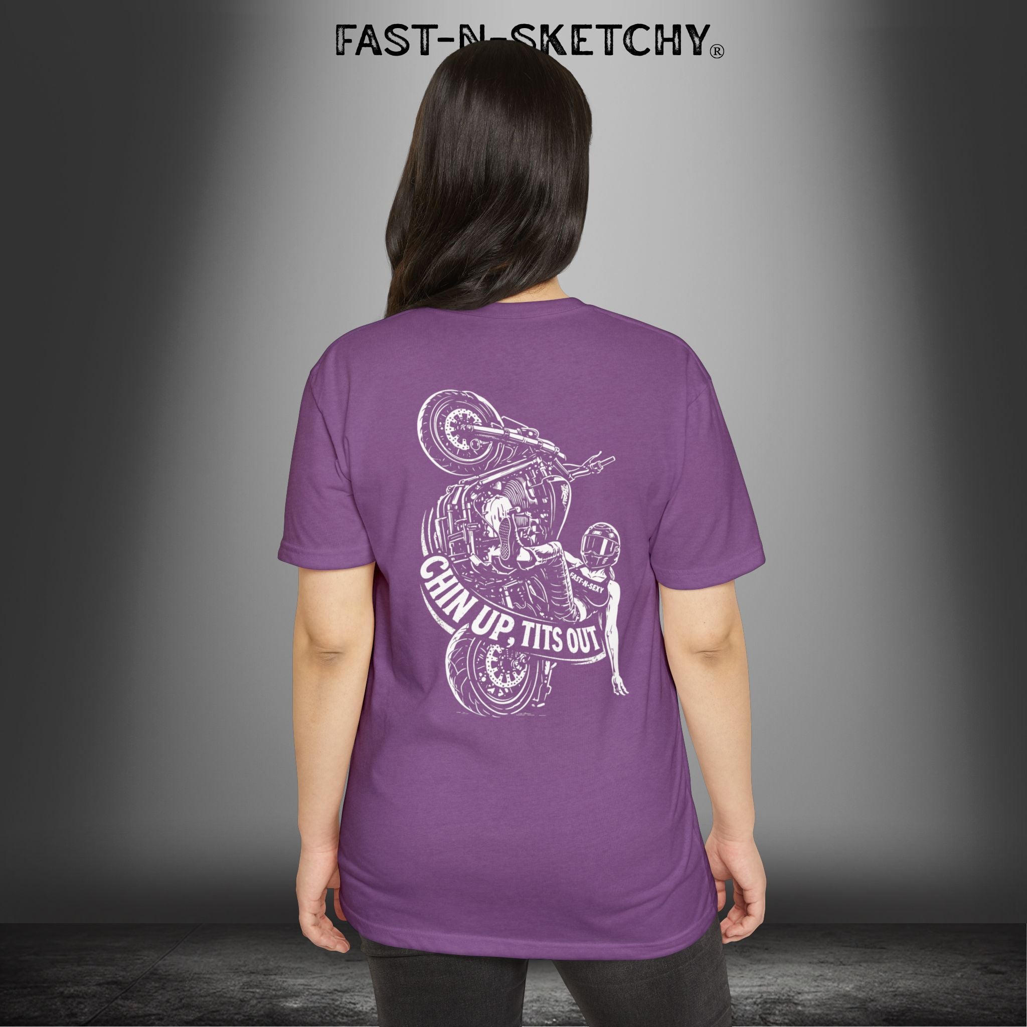 Chin Up, Tits Out: Biker Edition Premium Fitted Tee
