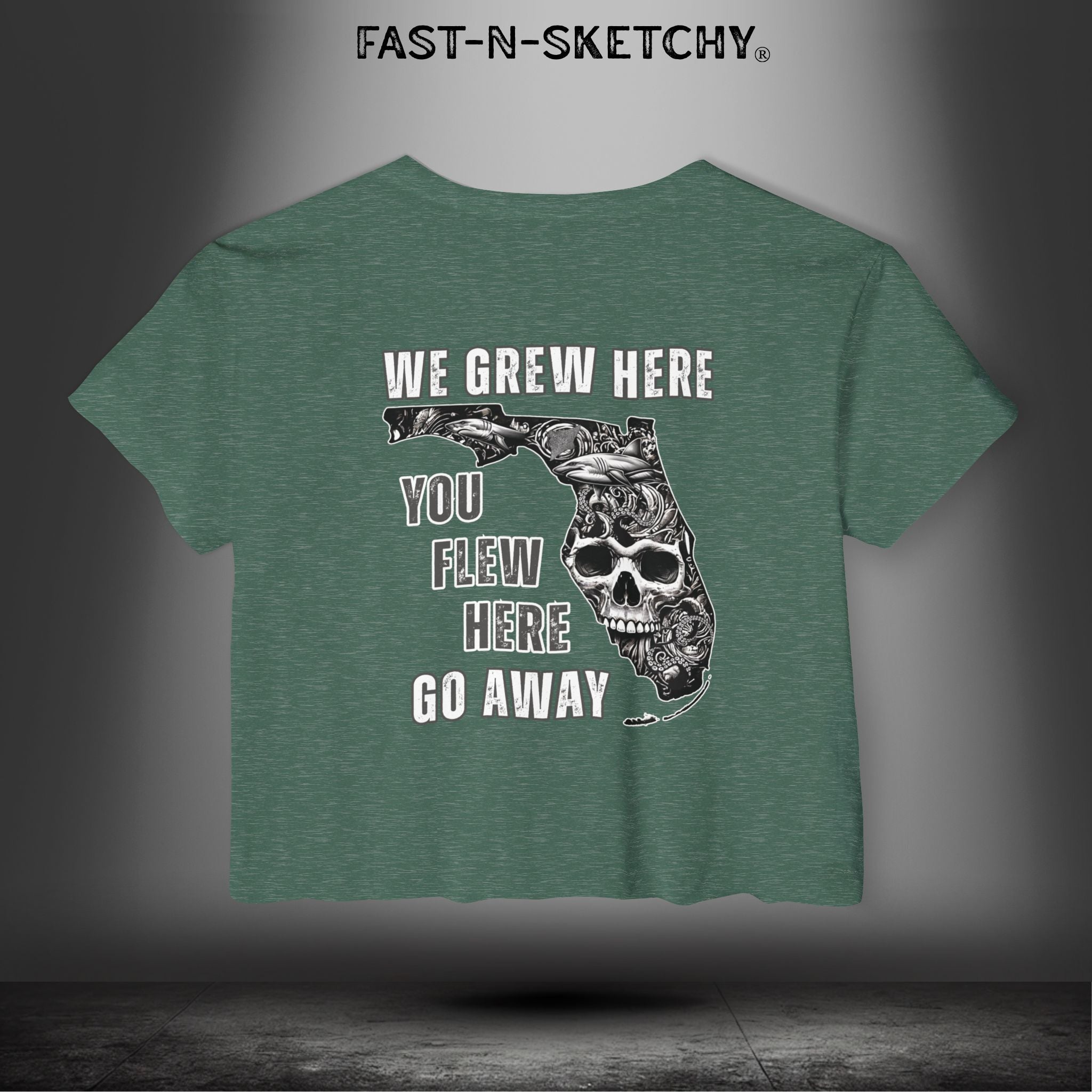 WE GREW HERE, YOU FLEW HERE, GO AWAY: Crop Top (Medium-Weight)