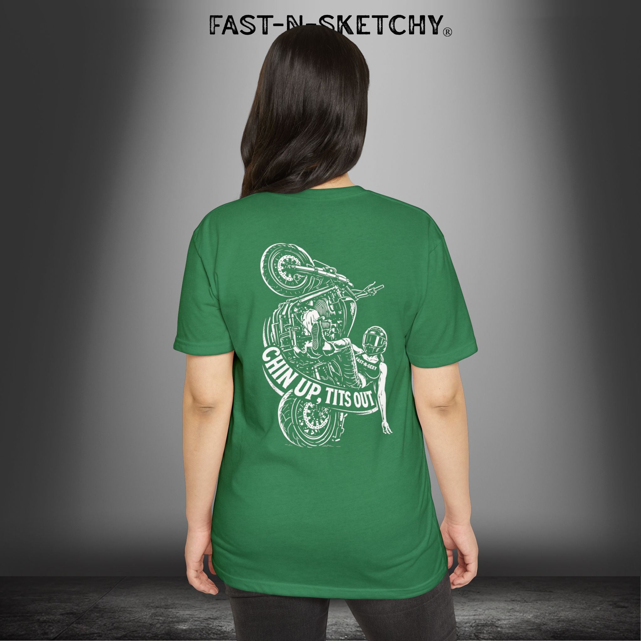 Chin Up, Tits Out: Biker Edition Premium Fitted Tee