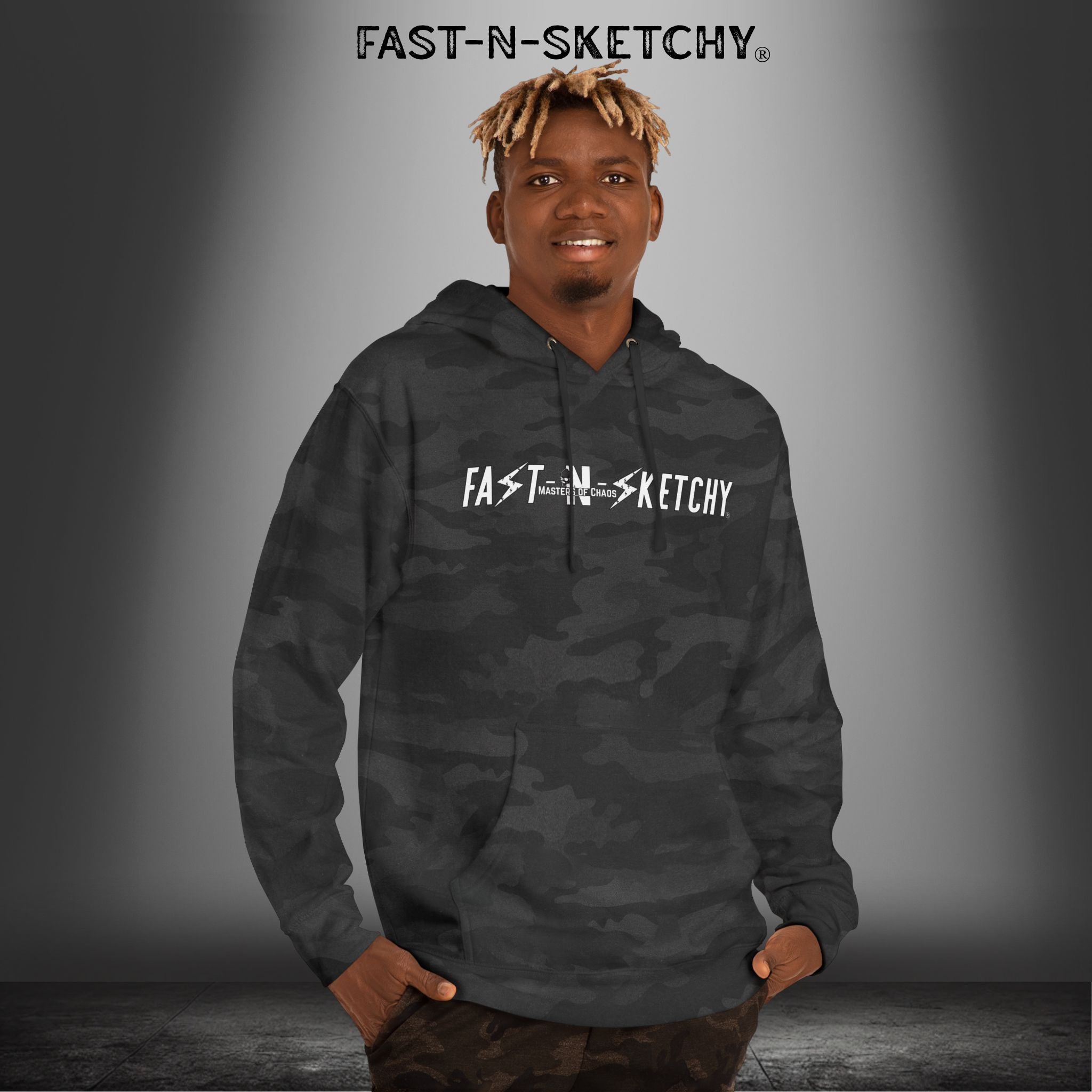 Fast-N-Sketchy Hoodie — Skull Lightning Logo "Live Your Life"