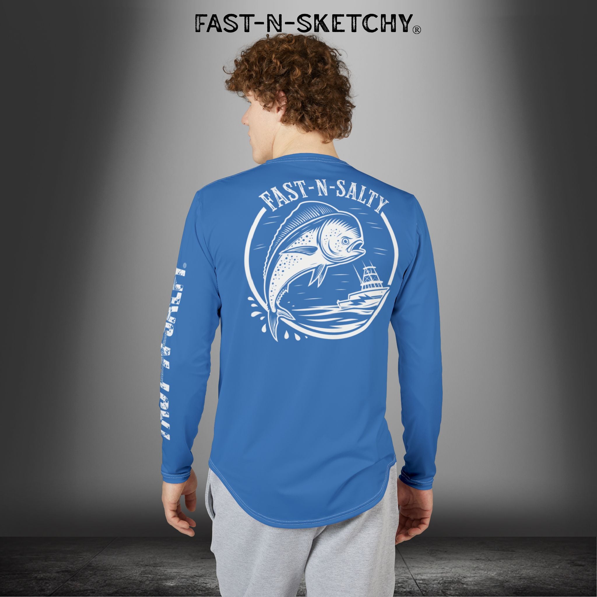 Mahi Mahi Fast-N-Salty Blue UV Protection Long Sleeve Shirt - Perfect for Outdoor Adventures and Fishing