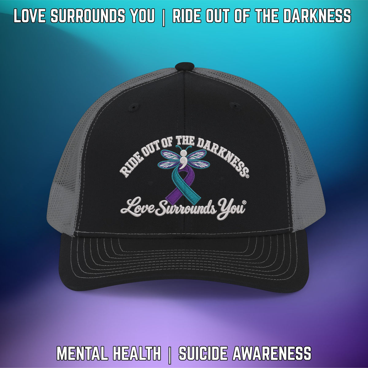 Ride Out of the Darkness Suicide Awareness Richardson Trucker Cap - LSY