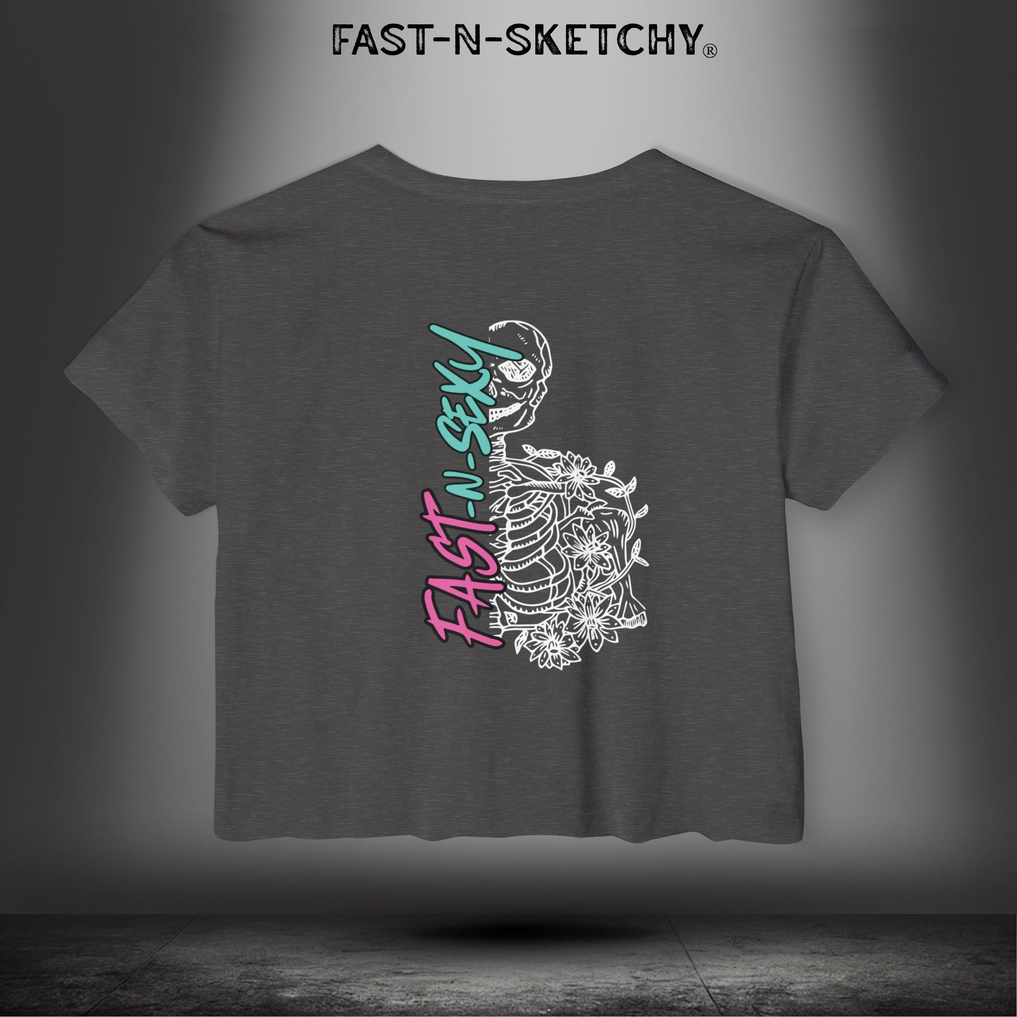 FAST-N-SEXY™ WITH HALF SKULL: Festival Crop Top