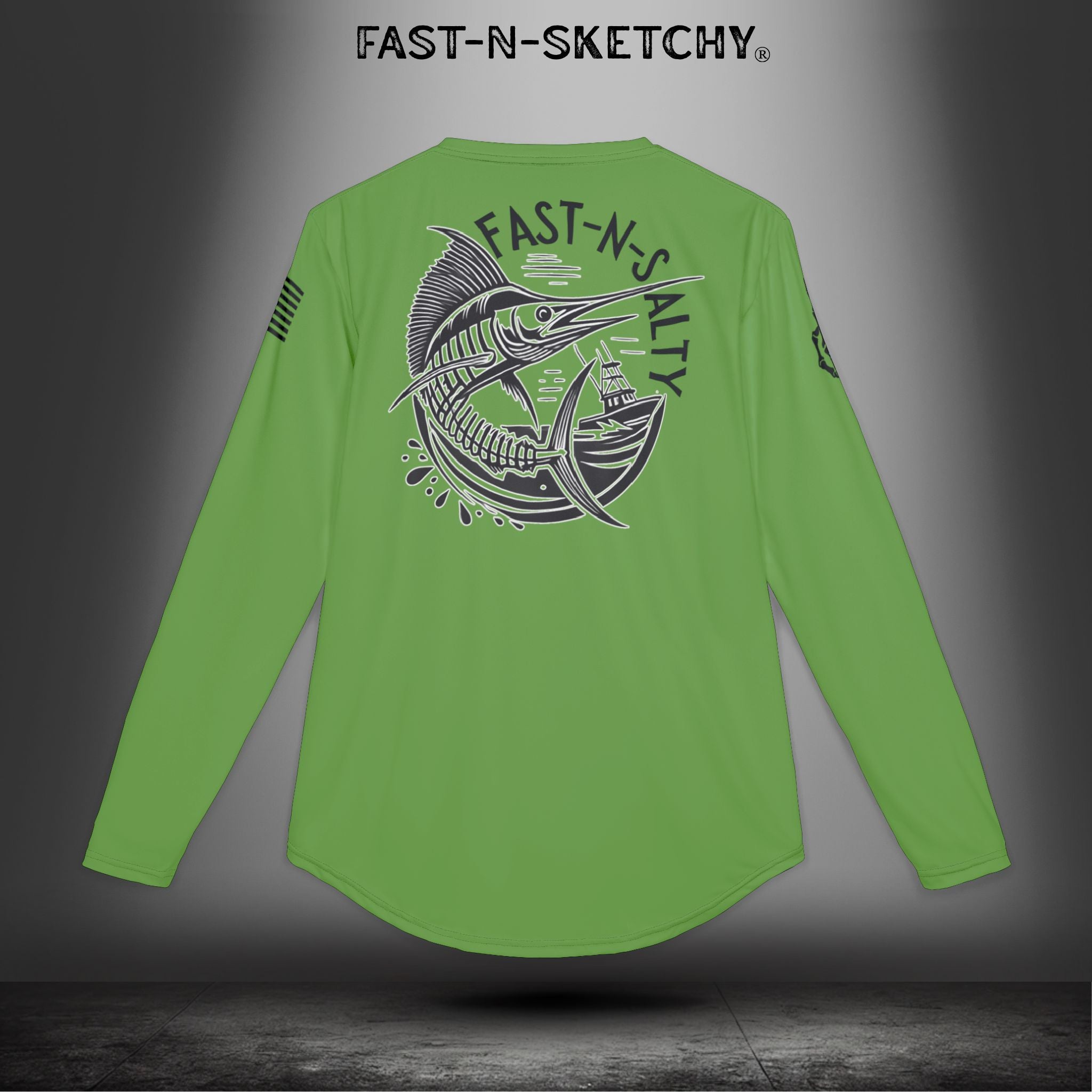Fast-N-Salty UV Protection Long Sleeve Shirt - (Green) Perfect for Outdoor Adventures and Fishing