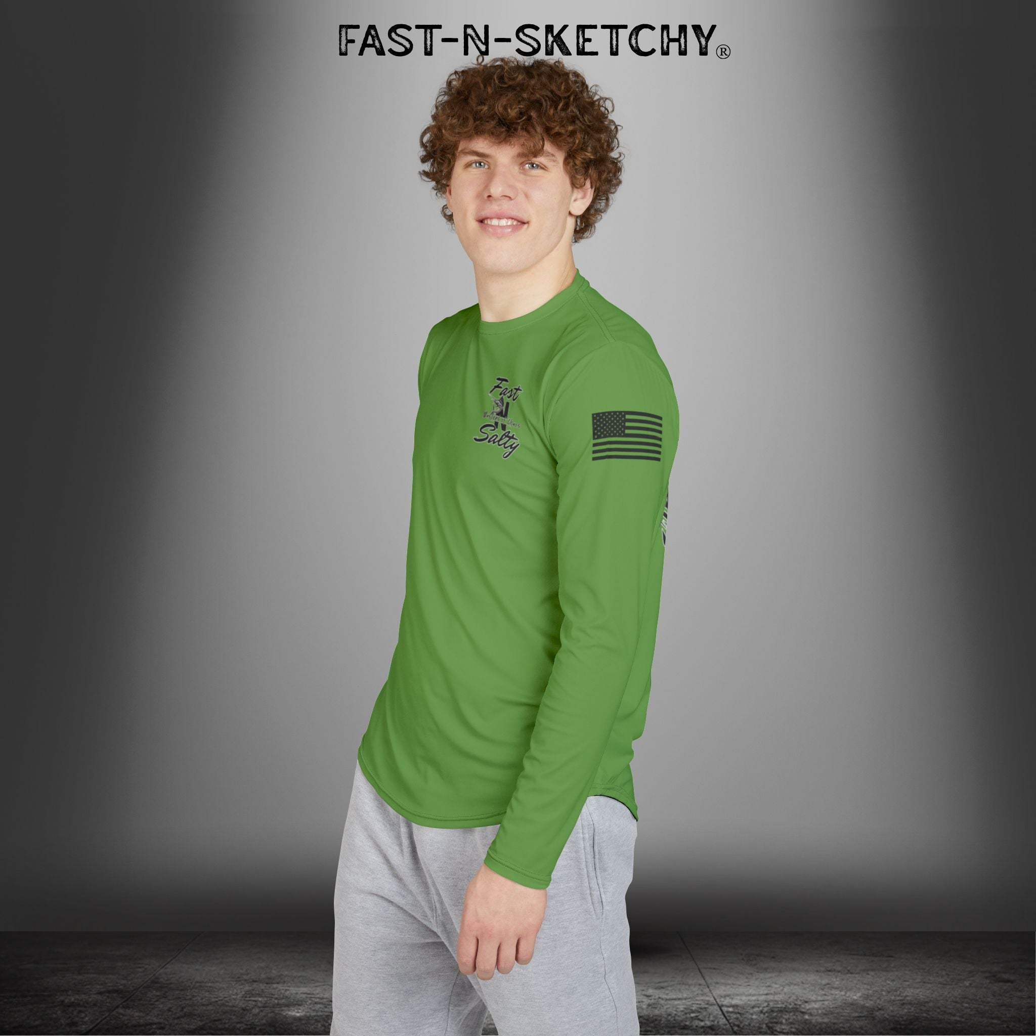 Fast-N-Salty UV Protection Long Sleeve Shirt - (Green) Perfect for Outdoor Adventures and Fishing