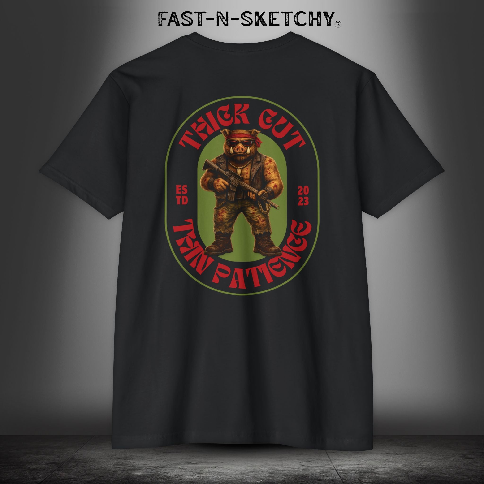 Porkchop, Thick Cut Thin Patience: Military Edition Premium Fitted Tee