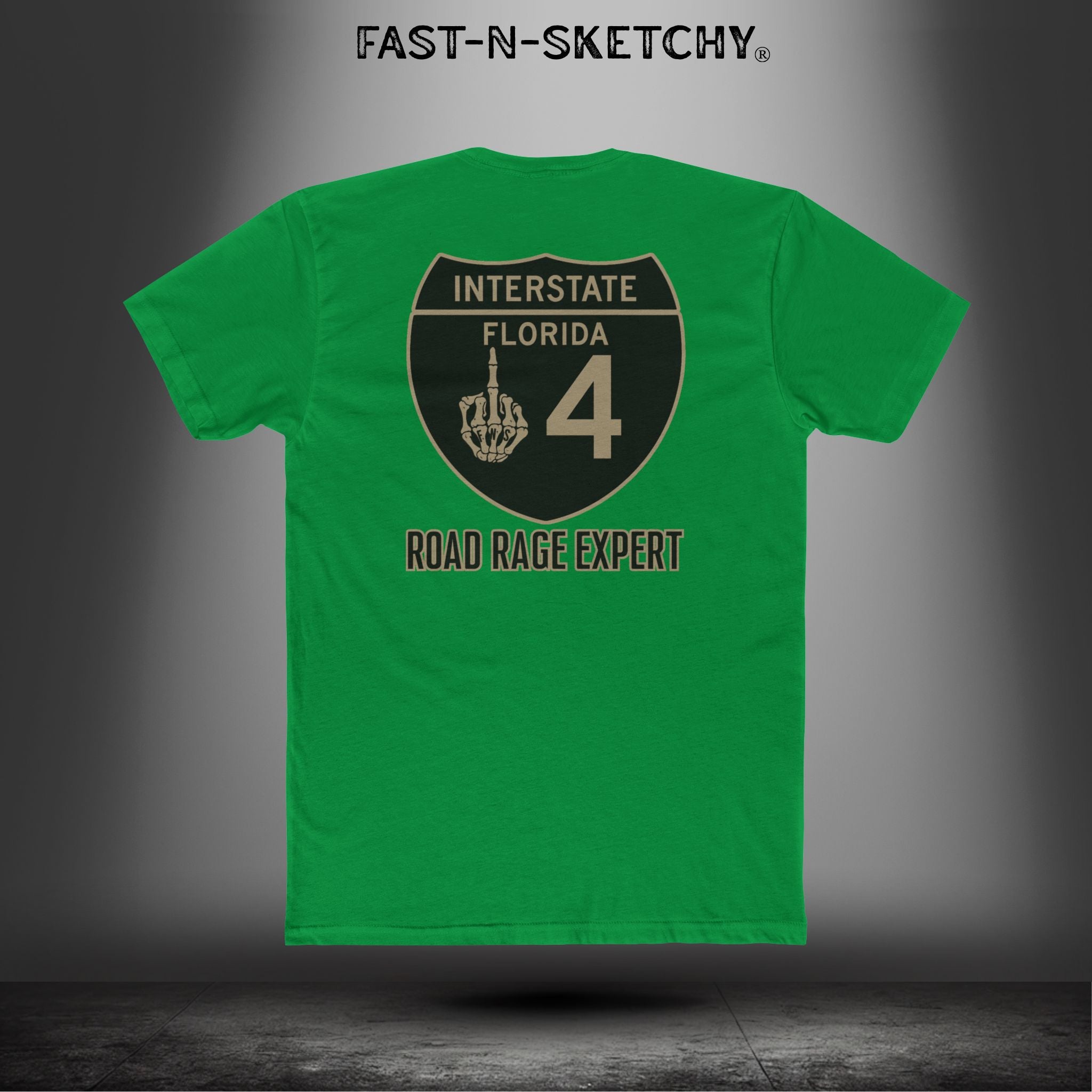 I-4 Road Rage Expert Florida (Black Sign) Premium Fitted Tee: Biker Edition Relaxed Classic Tee