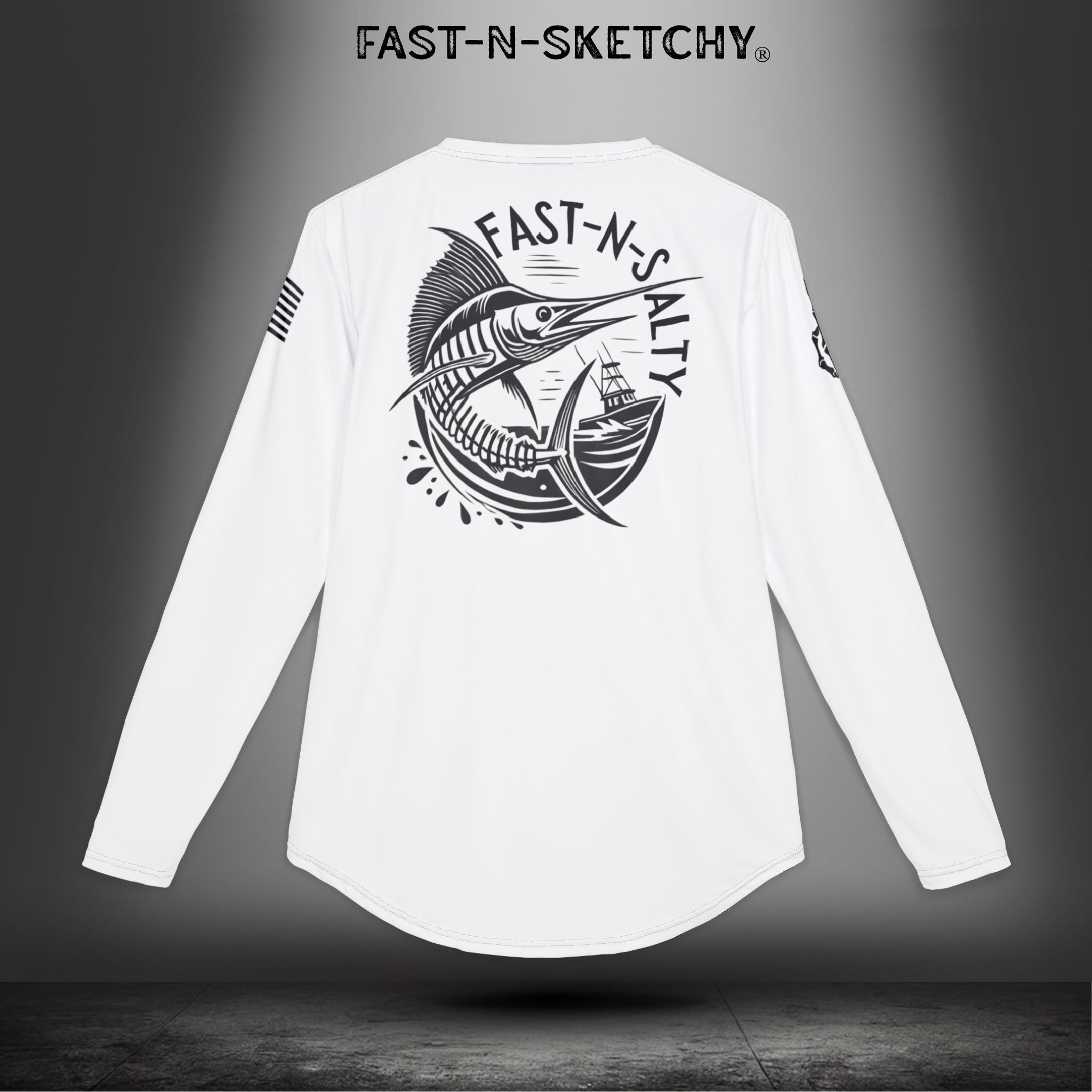 Fast-N-Salty UV Protection Long Sleeve Shirt - (White) Perfect for Outdoor Adventures and Fishing