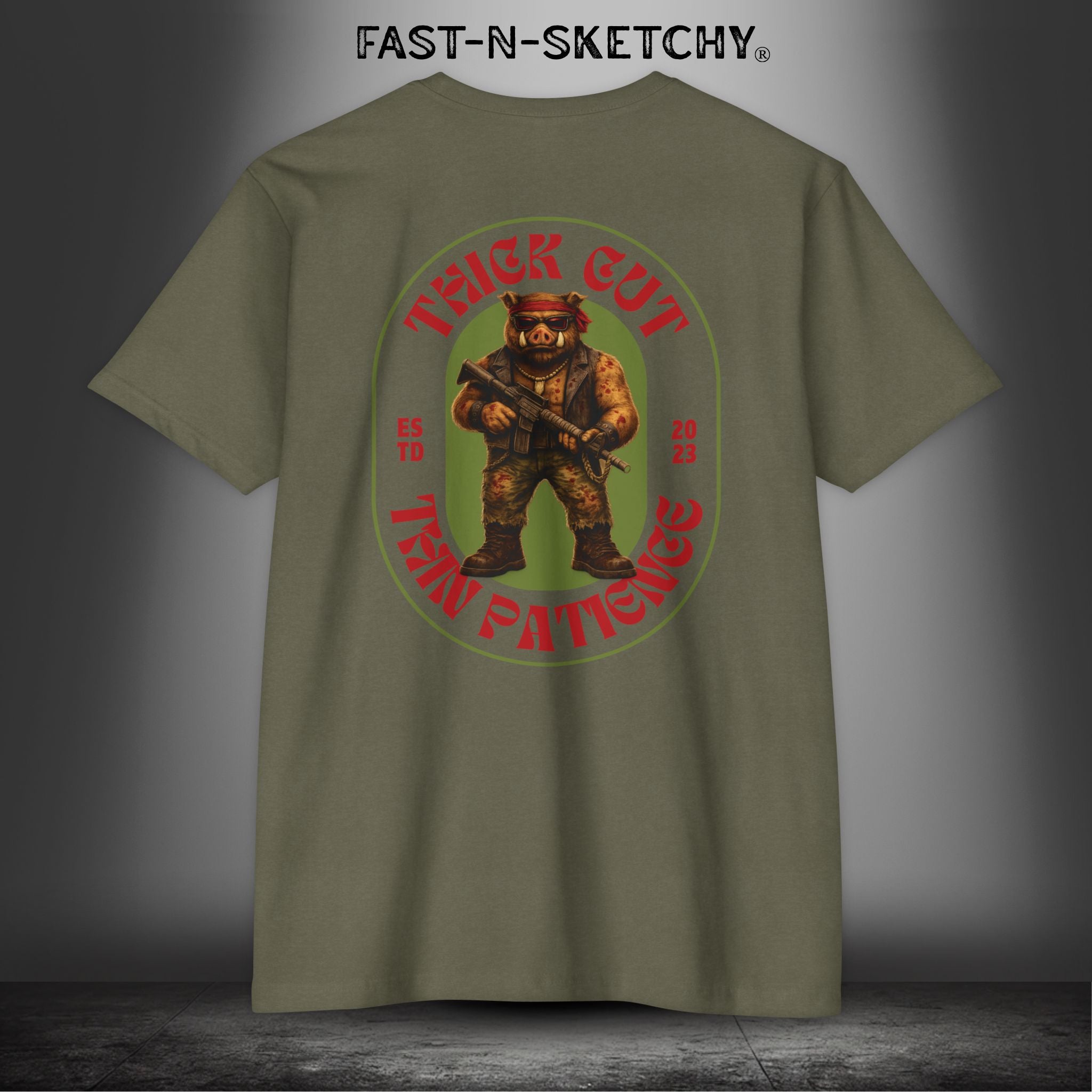 Porkchop, Thick Cut Thin Patience: Military Edition Premium Fitted Tee