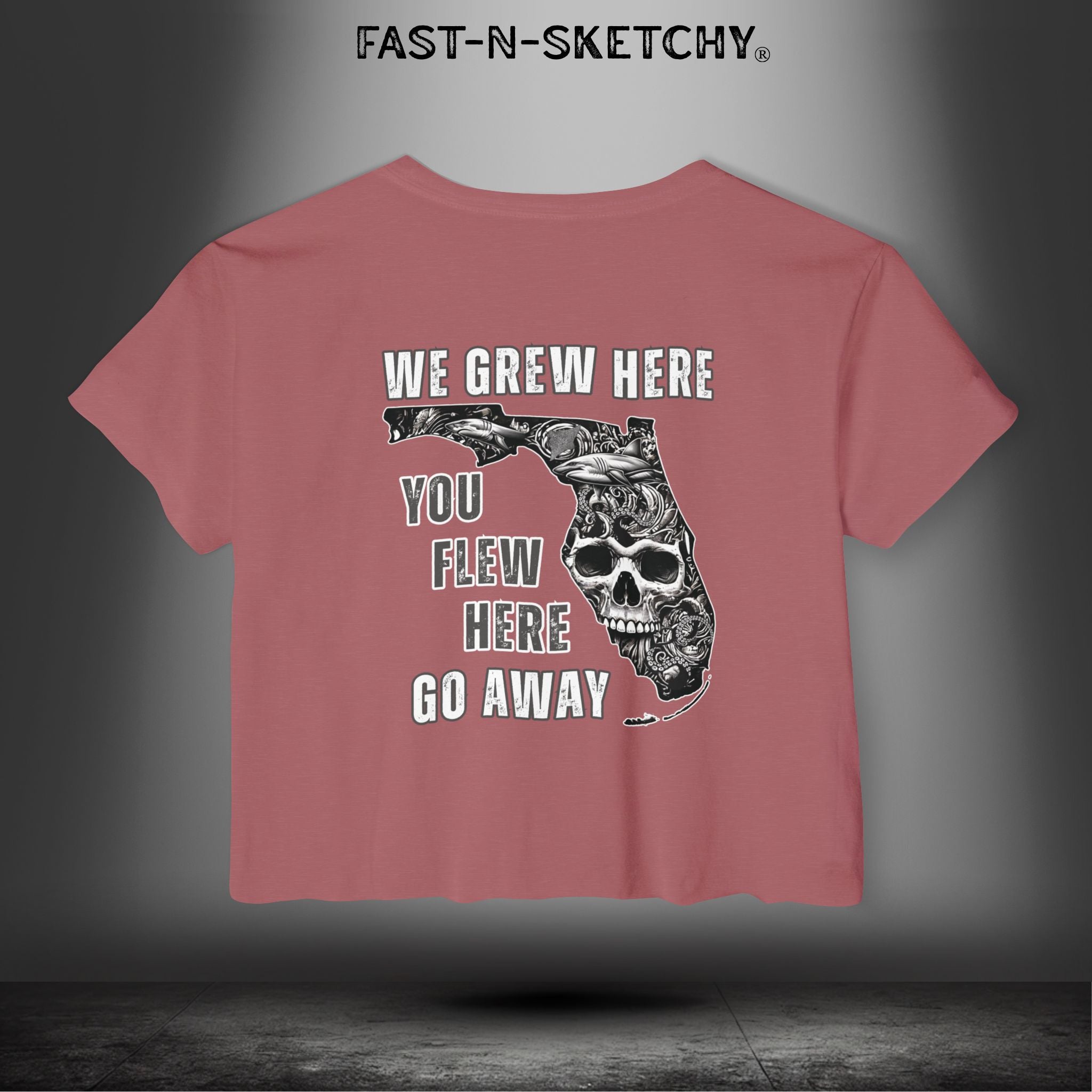 WE GREW HERE, YOU FLEW HERE, GO AWAY: Crop Top (Medium-Weight)