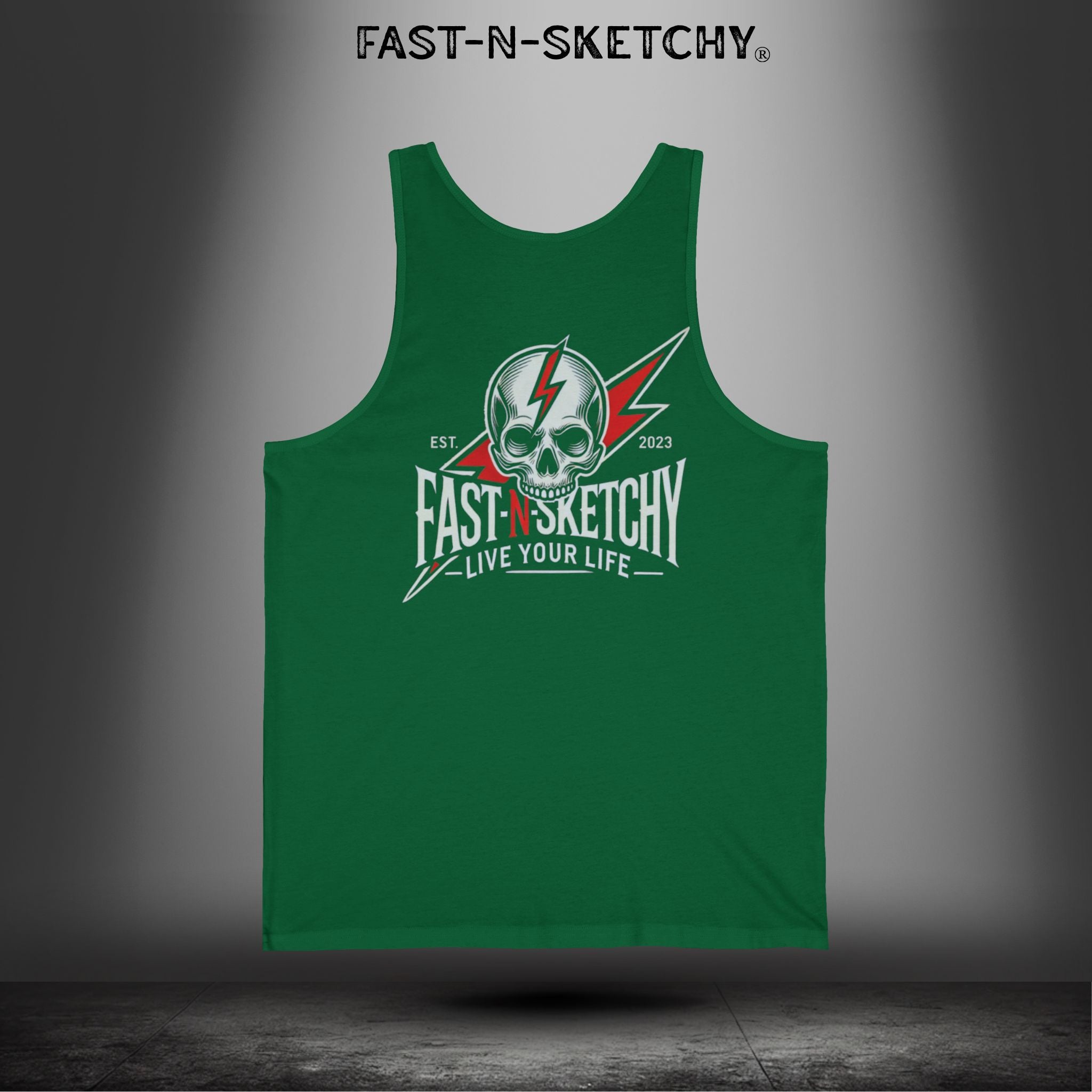 Live Your Life Graphic Tank - Fast-N-Sketchy Skull Tank Top