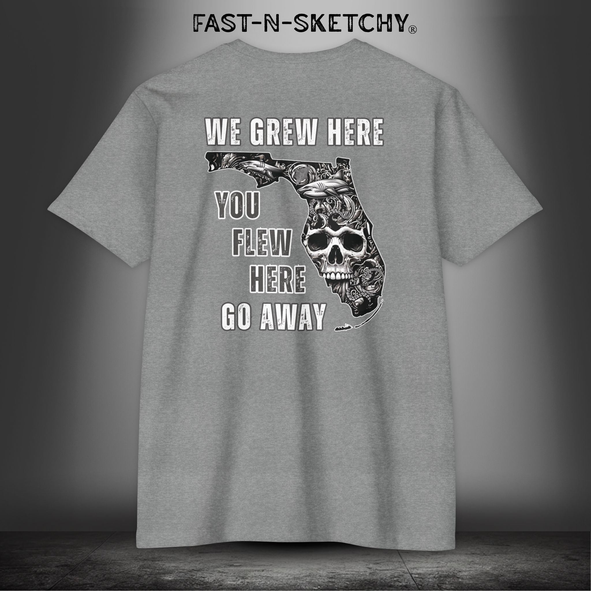 WE GREW HERE, YOU FLEW HERE, GO AWAY: (Dark Colors) T-Shirt