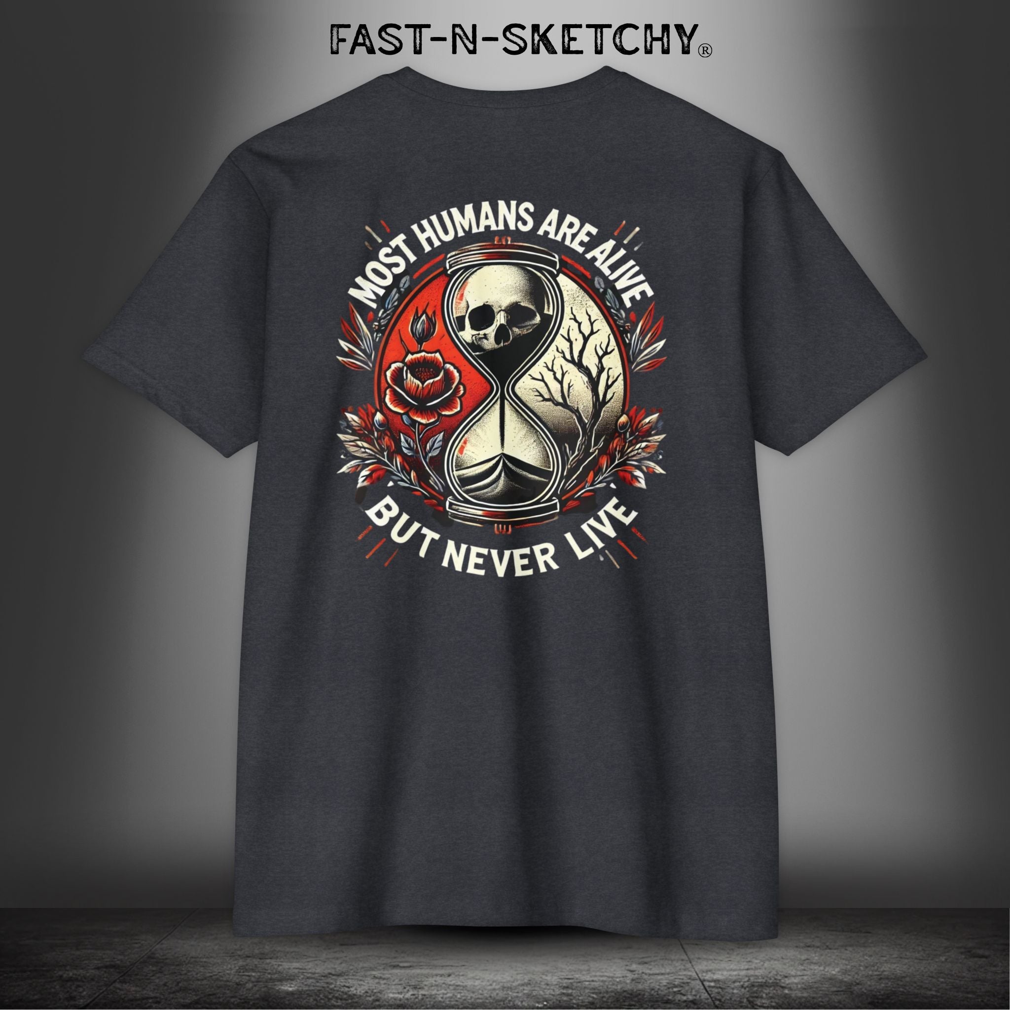 MOST HUMANS ARE ALIVE BUT NEVER LIVE - T-shirt Classic Fit Crewneck - Next Level 6210 (Dark Colors)