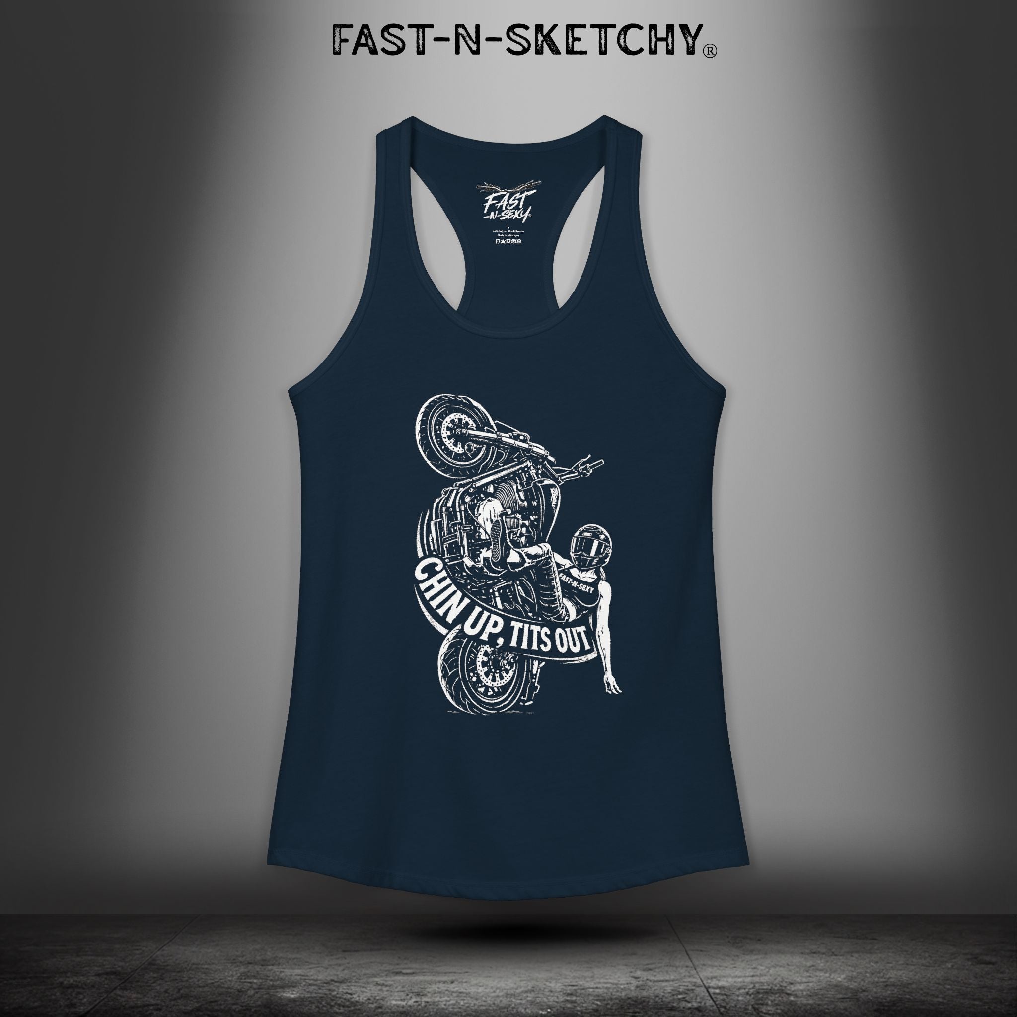 Chin Up, Tits Out: Biker Edition Racerback Tank