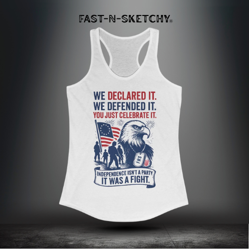 Red, White & Rowdy – Military Edition Racerback | We Fought So You Could BBQ. Respect the Uniform, Not Just the Fireworks