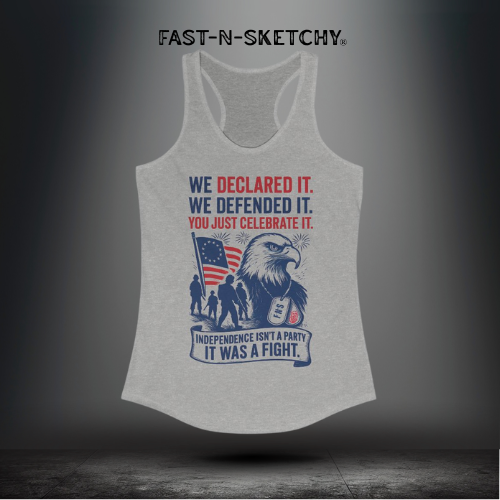 Red, White & Rowdy – Military Edition Racerback | We Fought So You Could BBQ. Respect the Uniform, Not Just the Fireworks