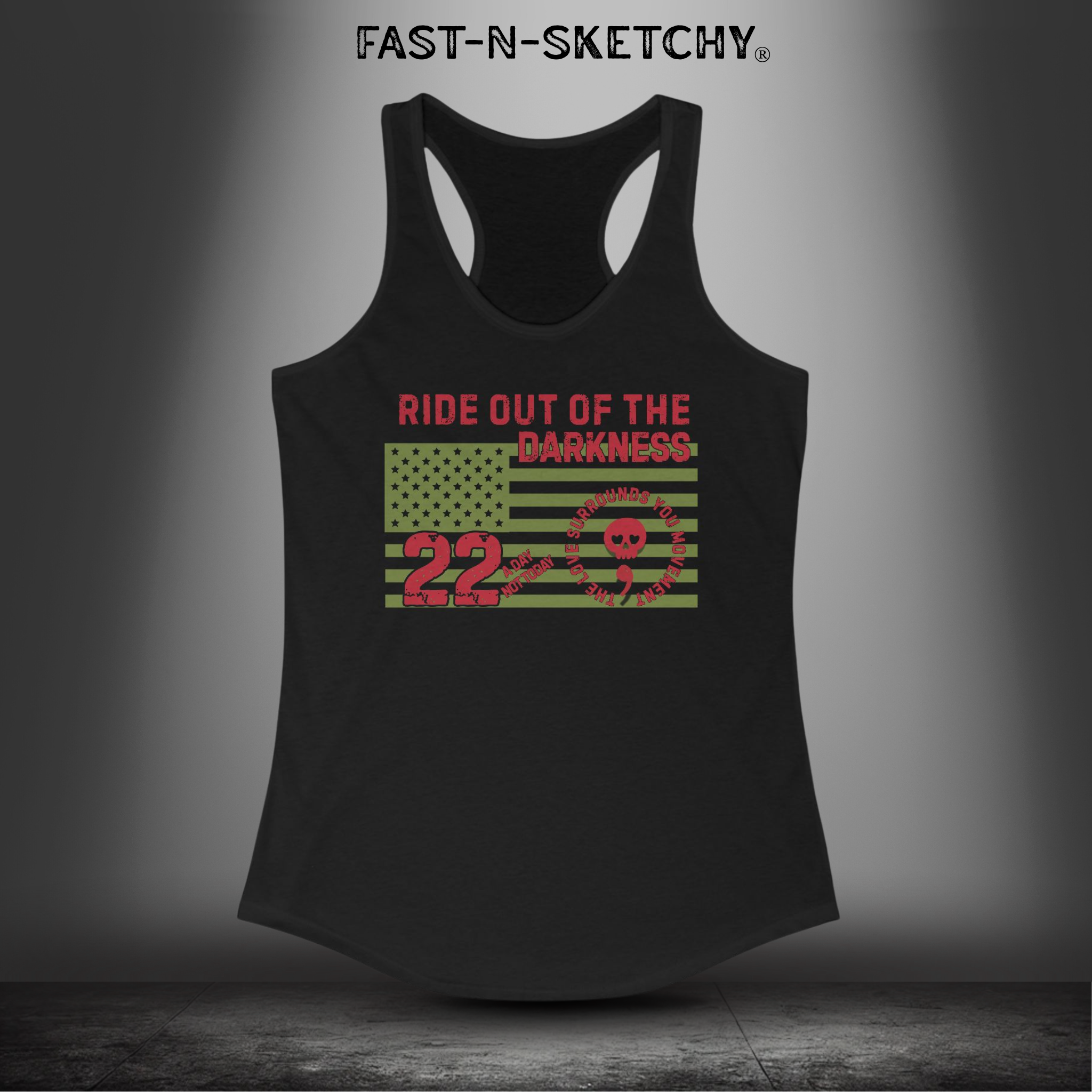 Military Edition Flag Racerback Tank 22 a Day, Not Today | Love Surrounds You & Ride Out of the Darkness - LSY