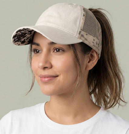 Ride Out of the Darkness Women's Washed Mesh-Back High-Ponytail Hole Cap - LSY