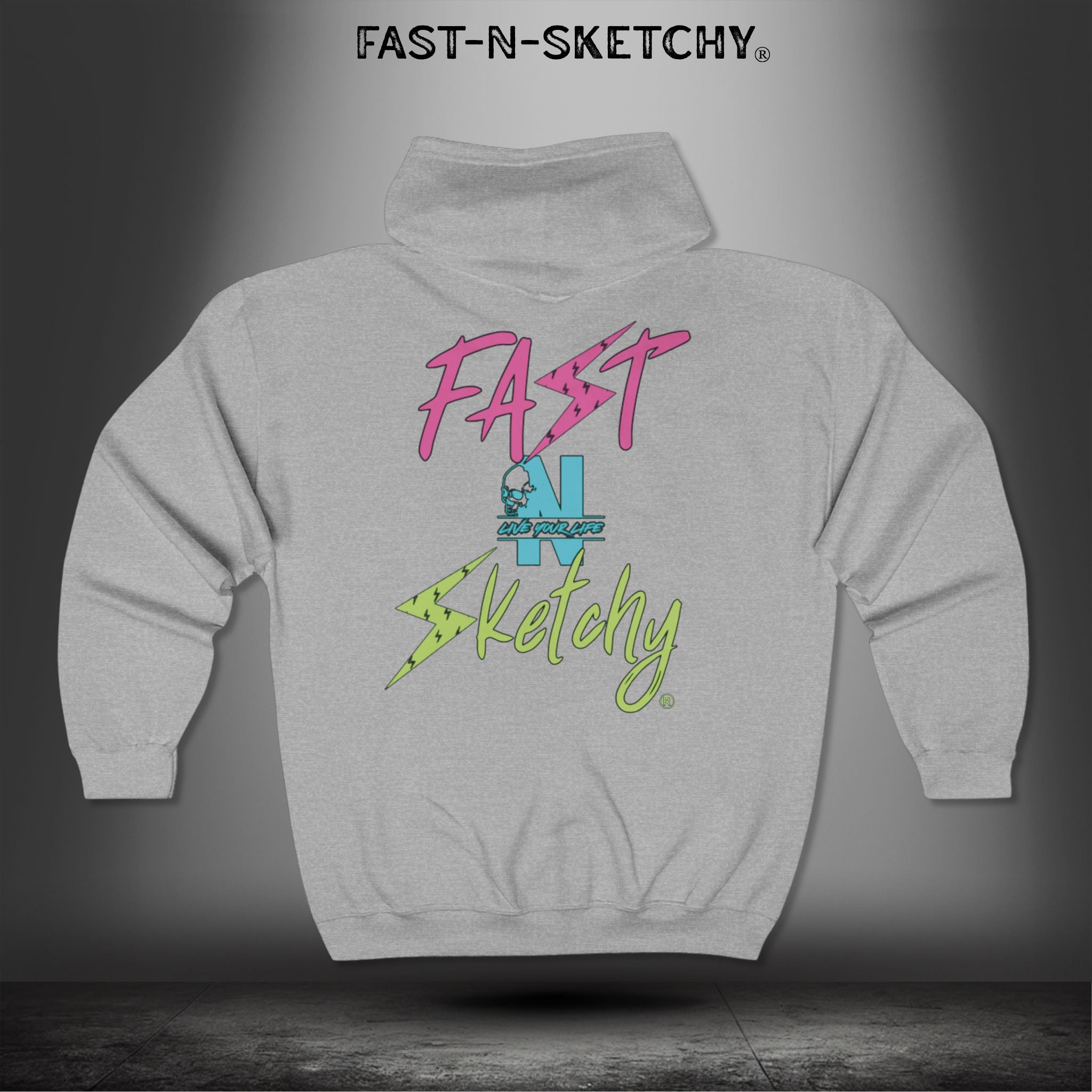 FAST-N-SKETCHY® - Zip Hoodie - Unisex Heavy Blend - (Hot Colors)