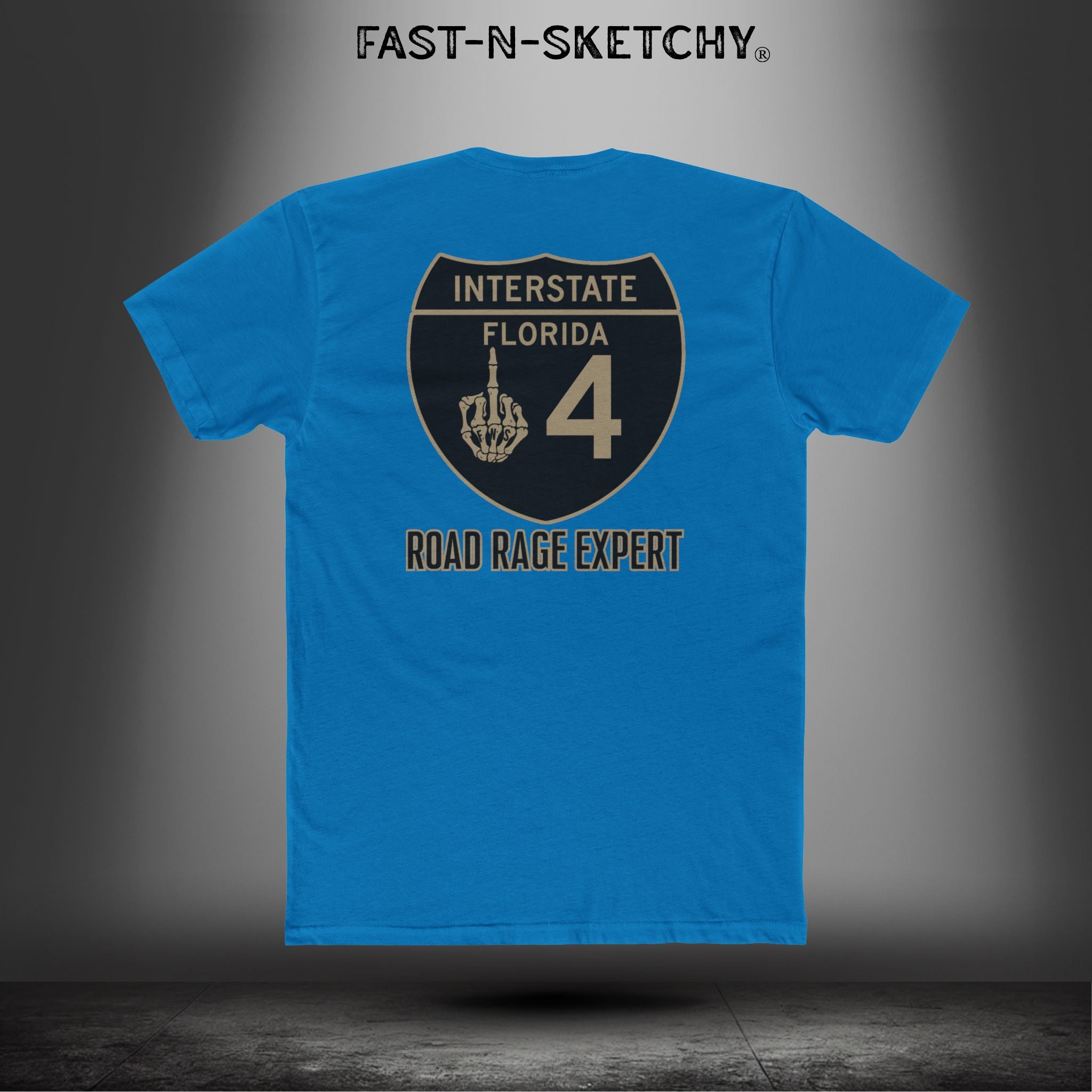 I-4 Road Rage Expert Florida (Black Sign) Premium Fitted Tee: Biker Edition Relaxed Classic Tee