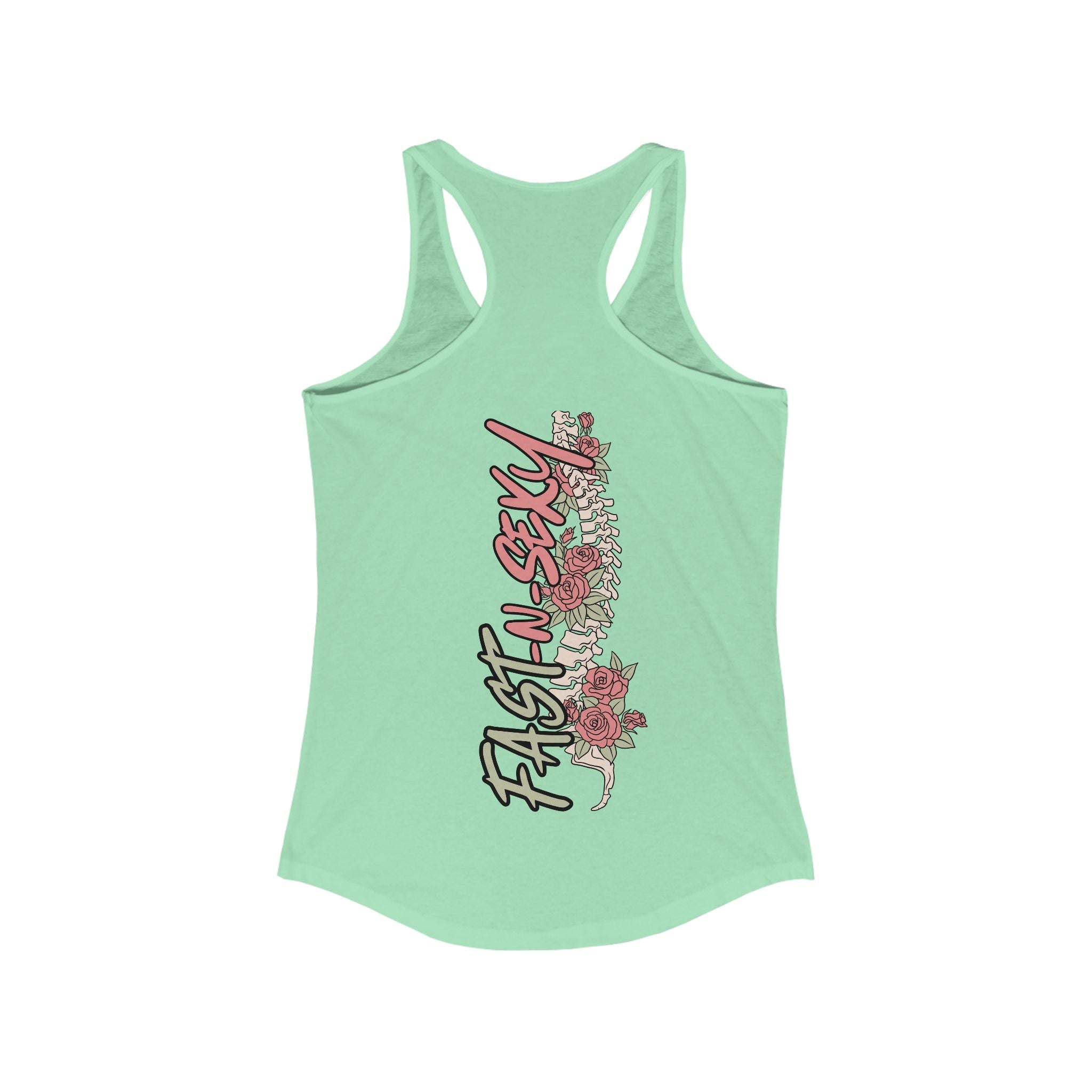 FAST-N-SKETCHY WITH SPINE/FLOWERS - Women's Racerback Tank
