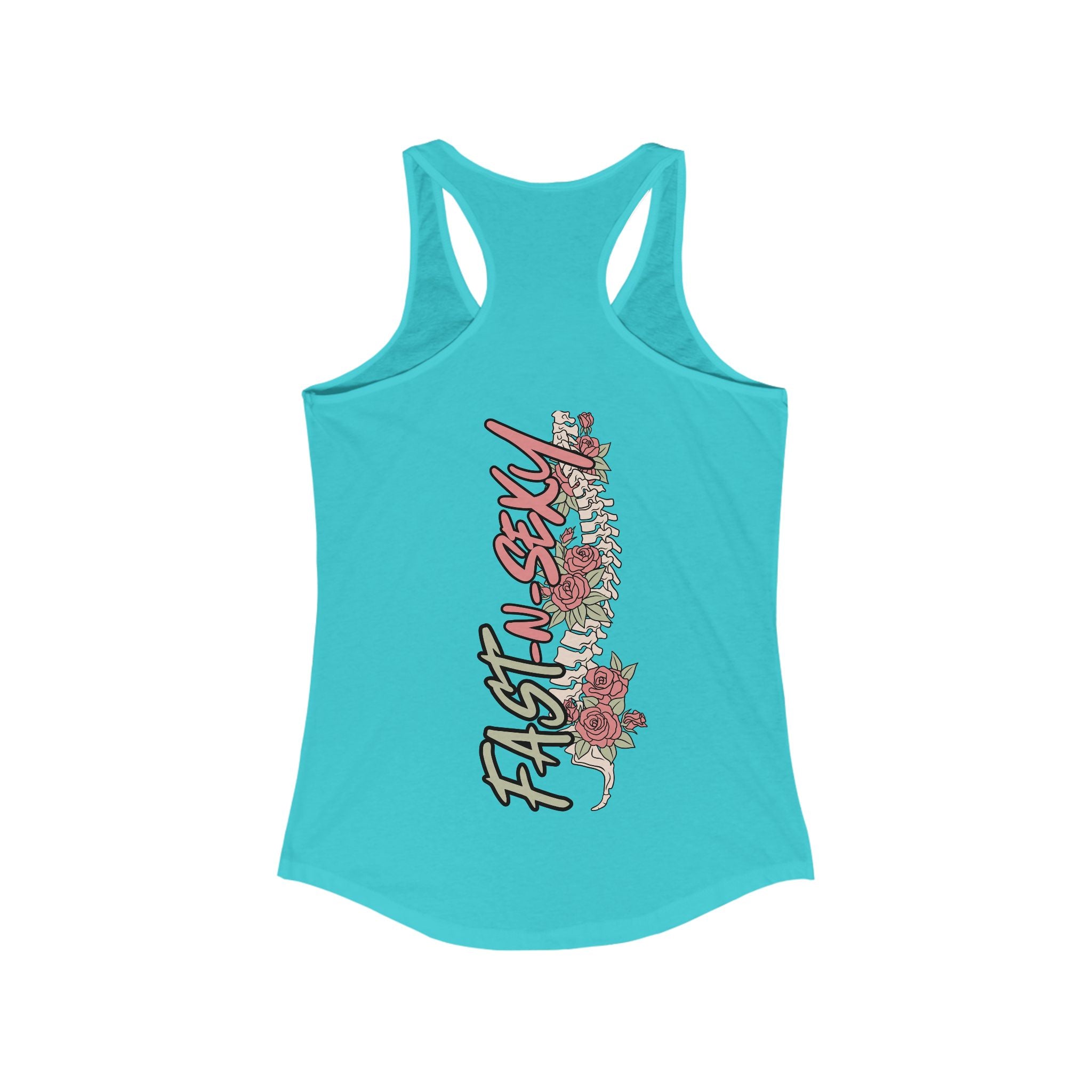 FAST-N-SKETCHY WITH SPINE/FLOWERS - Women's Racerback Tank