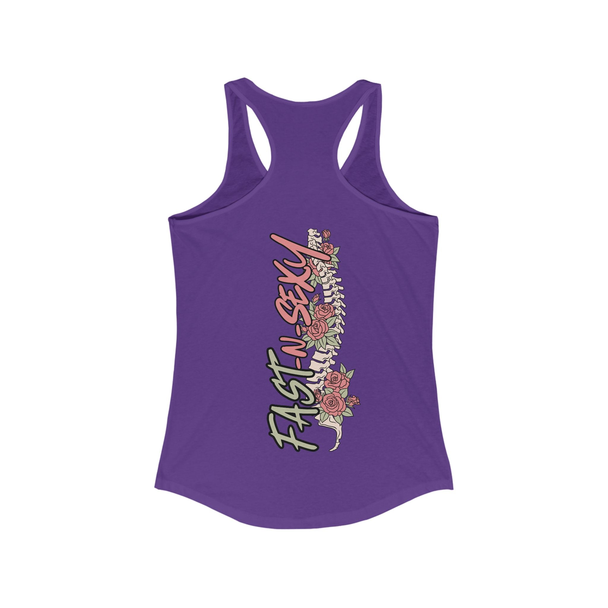FAST-N-SKETCHY WITH SPINE/FLOWERS - Women's Racerback Tank