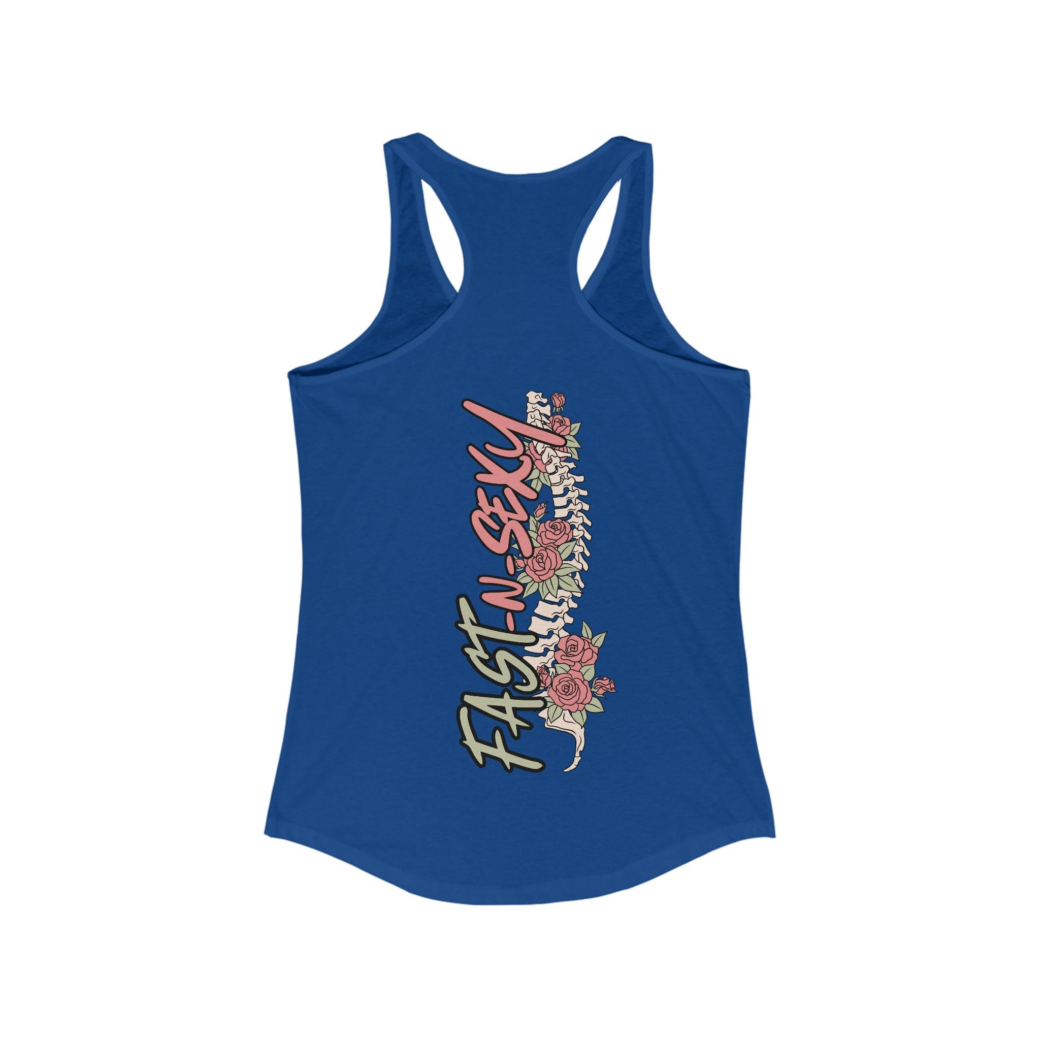 FAST-N-SKETCHY WITH SPINE/FLOWERS - Women's Racerback Tank
