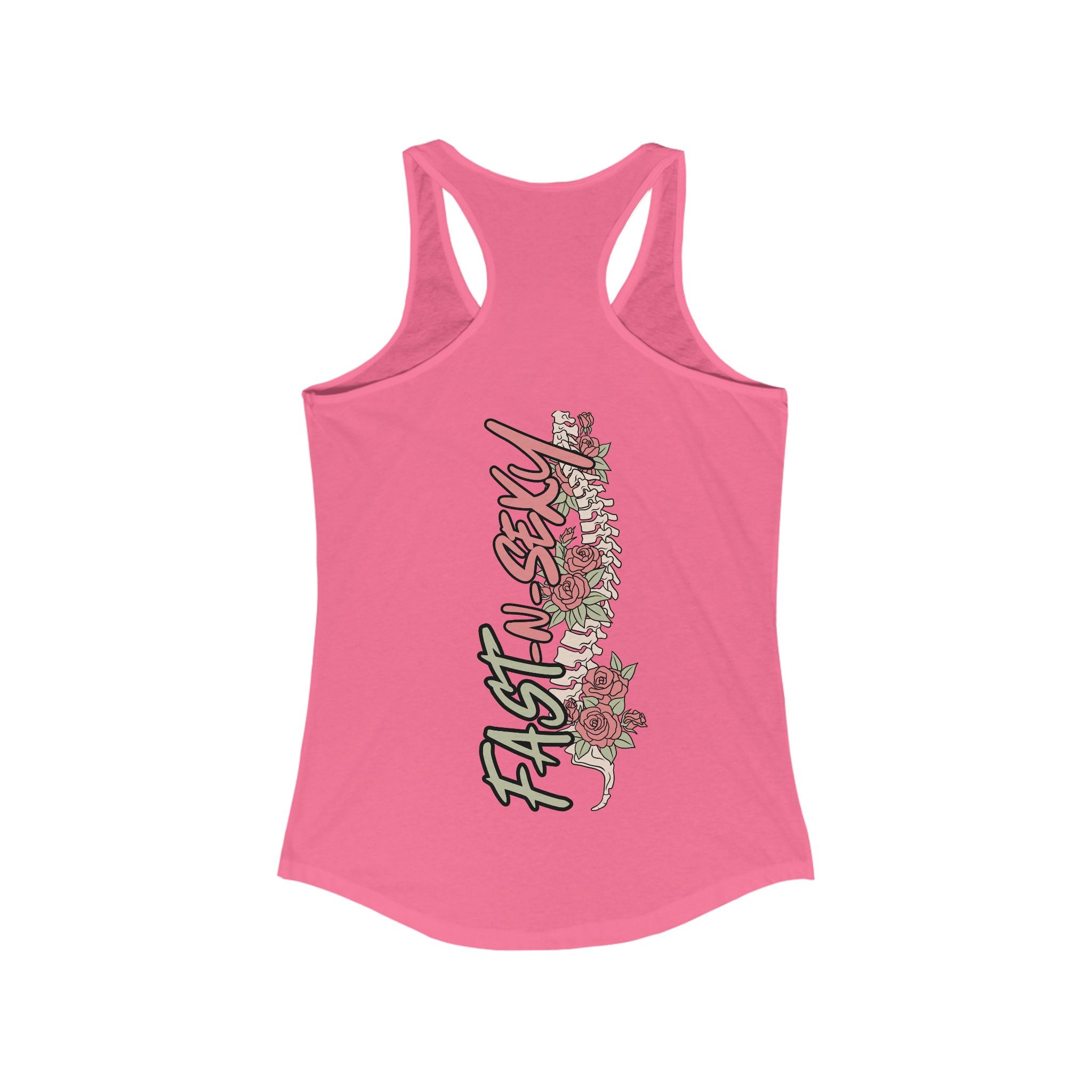 FAST-N-SKETCHY WITH SPINE/FLOWERS - Women's Racerback Tank