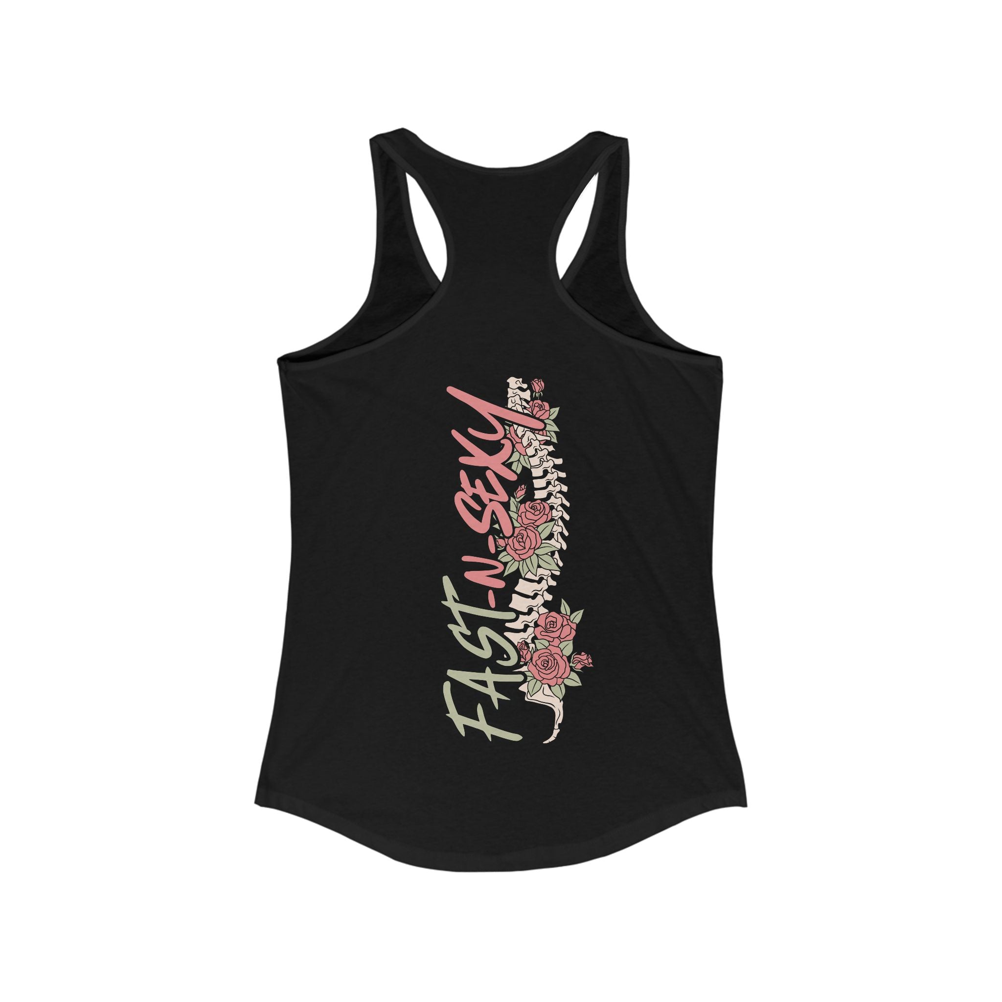 FAST-N-SKETCHY WITH SPINE/FLOWERS - Women's Racerback Tank