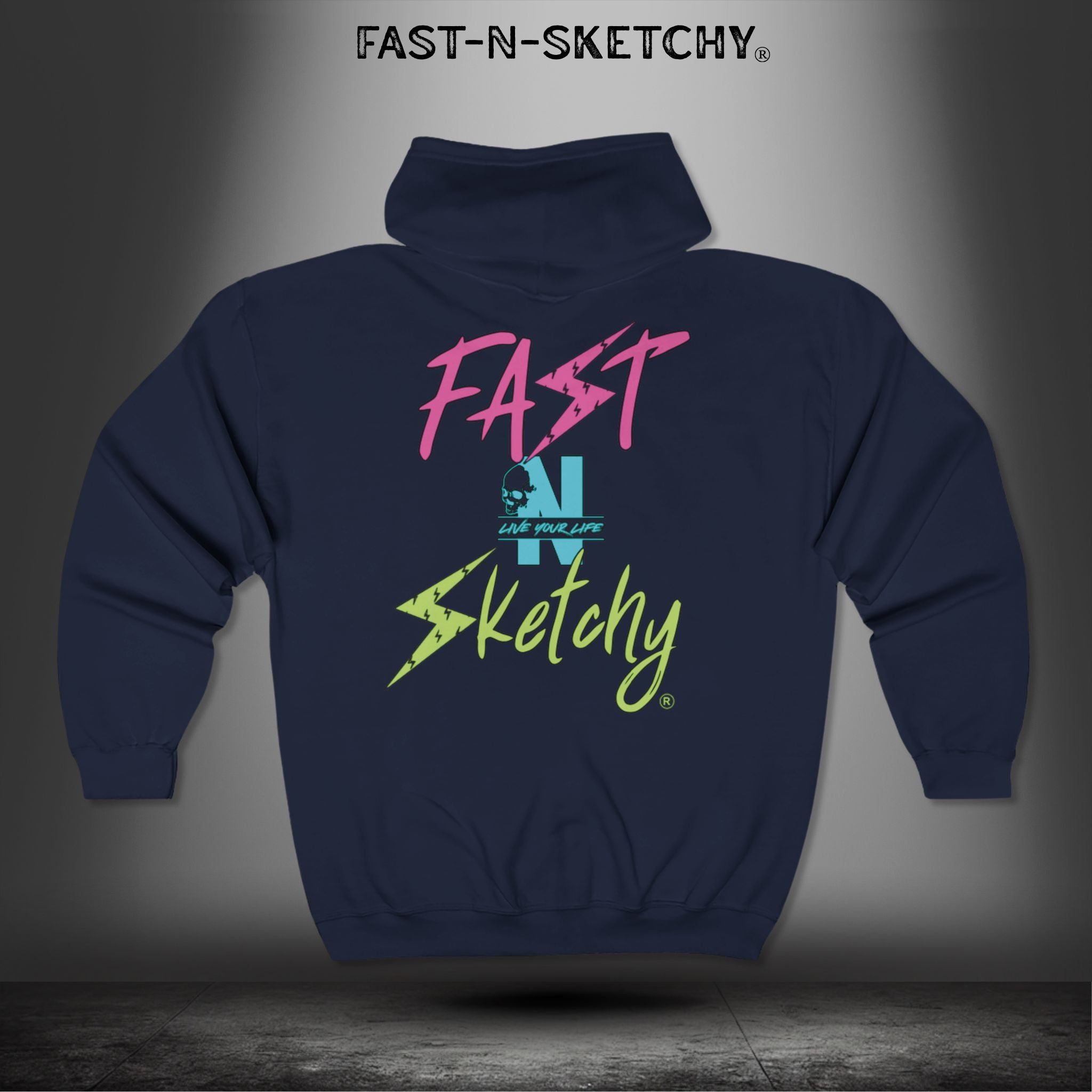 FAST-N-SKETCHY® - Zip Hoodie - Unisex Heavy Blend - (Hot Colors)