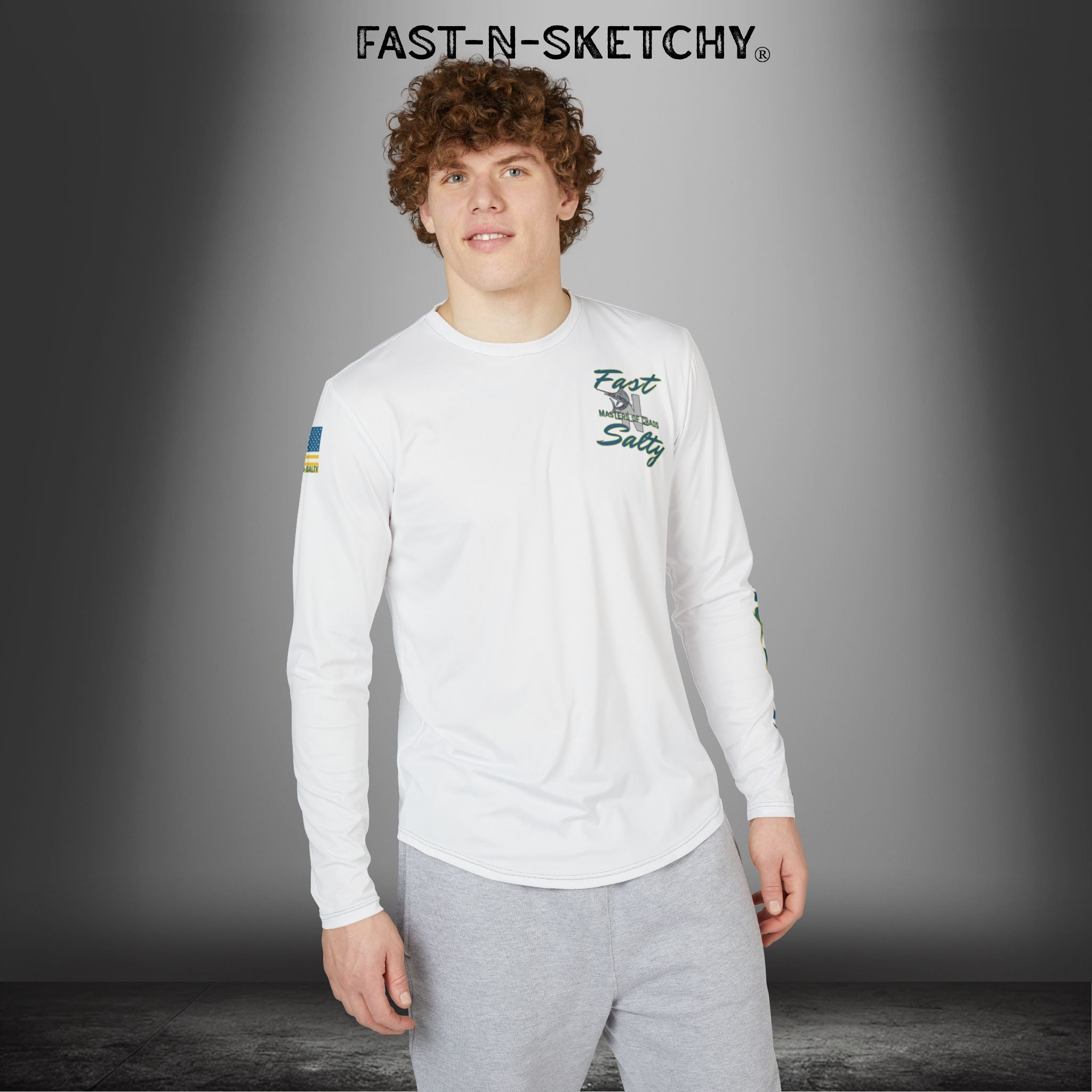 Tease 'Em Up: FAST-N-SALTY, FAST-N-SALTY: (White) UV Protection Long Sleeve Shirt (Marlin) Perfect for Outdoor Adventures and Fishing