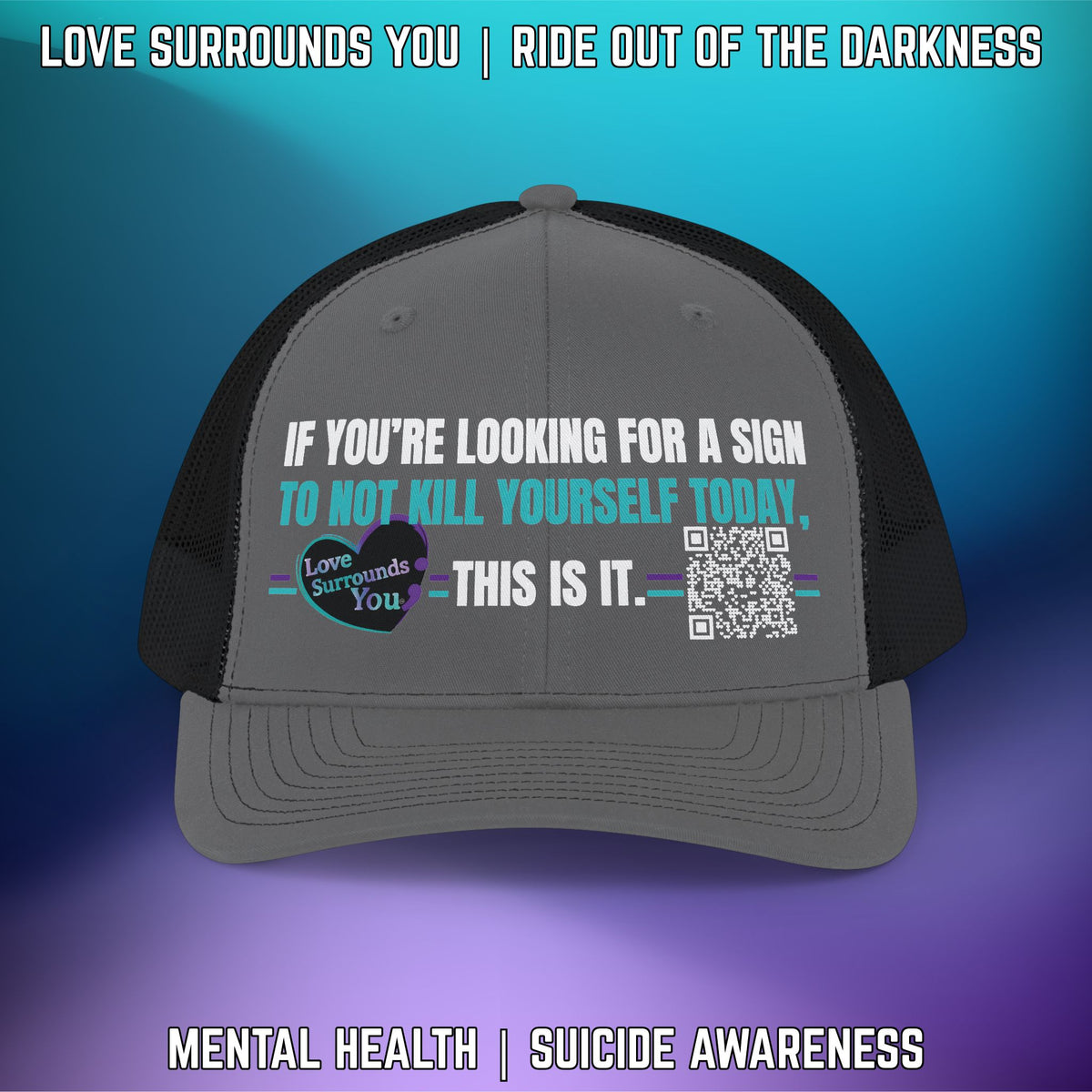 If You're Looking for a Sign QR Code Suicide Awareness Snapback Richardson 112 Trucker Cap - LSY