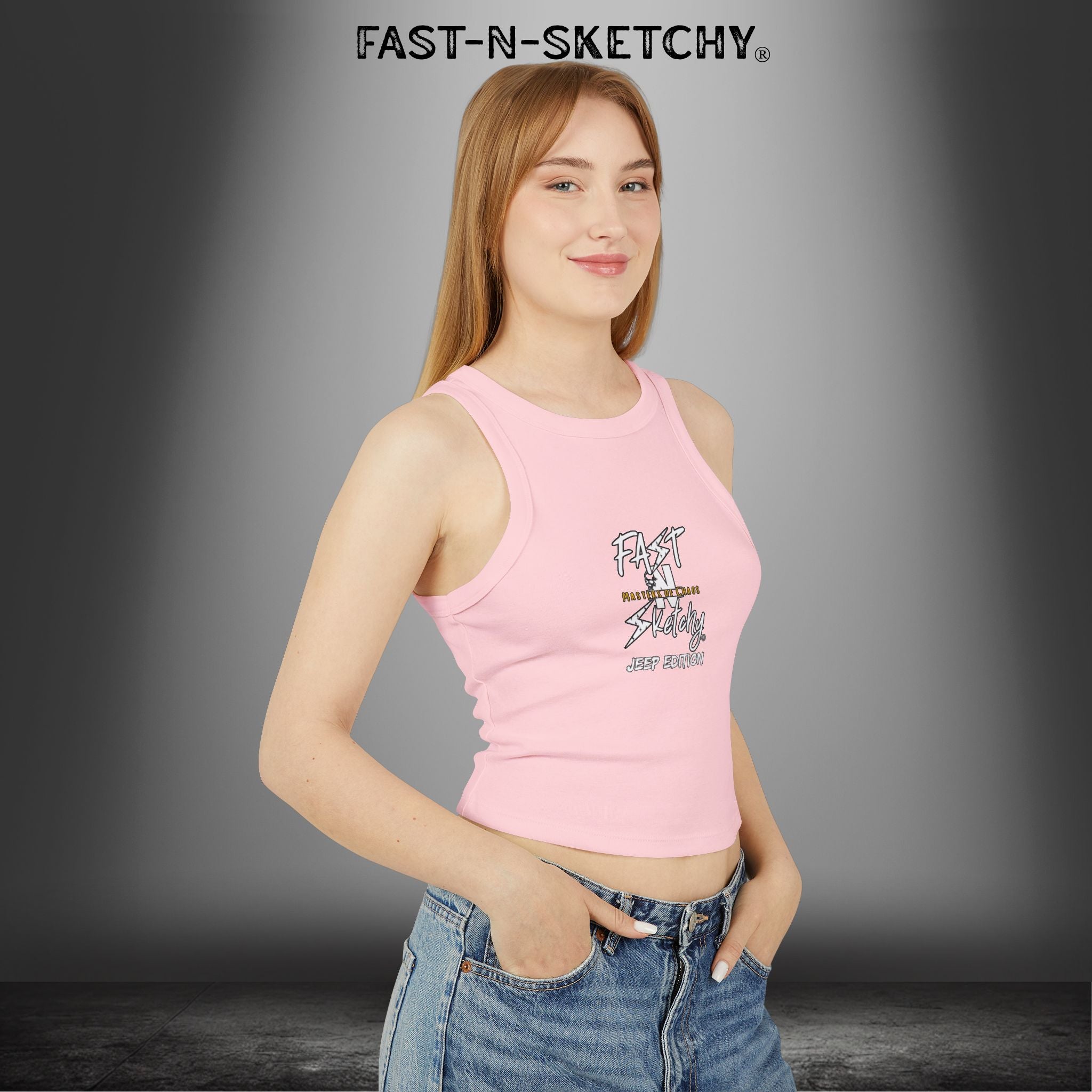 JEEP EDITION: WAVE DAMNIT created by Holly - Micro Rib Racer Tank Top