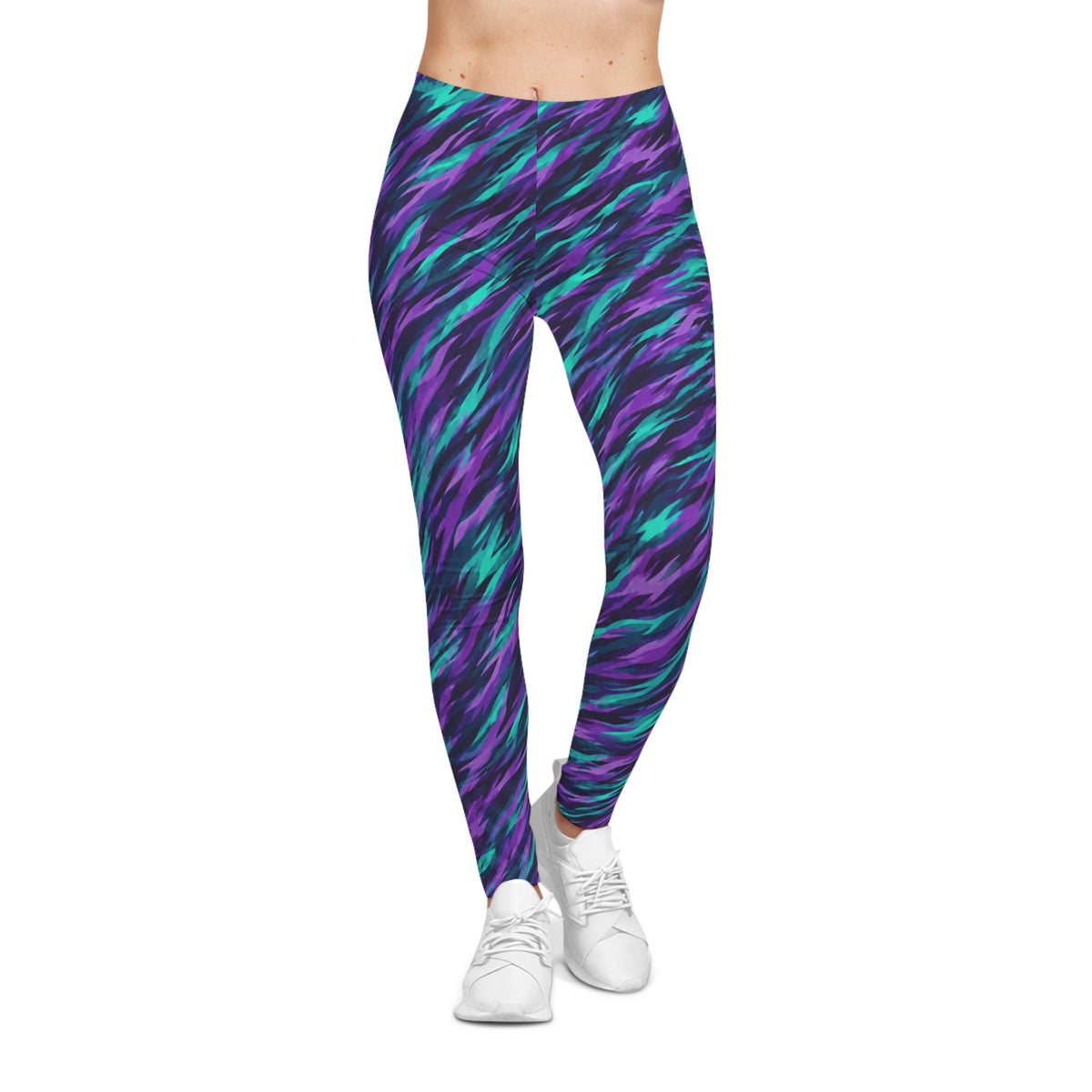 Suicide Awareness Aurora Wave Leggings — Vibrant Teal & Purple - LSY