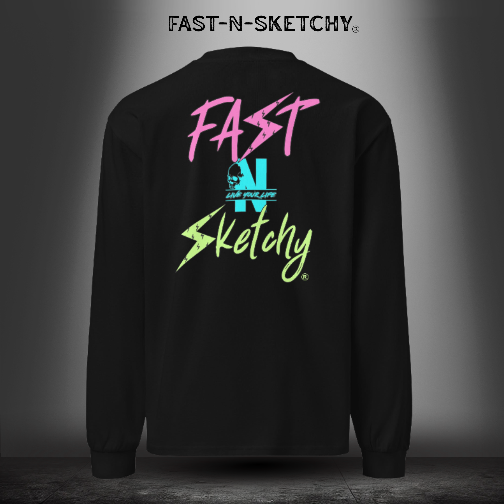 FAST-N-SKETCHY®: Premium Heavyweight Long Sleeve Shirt (Neon)