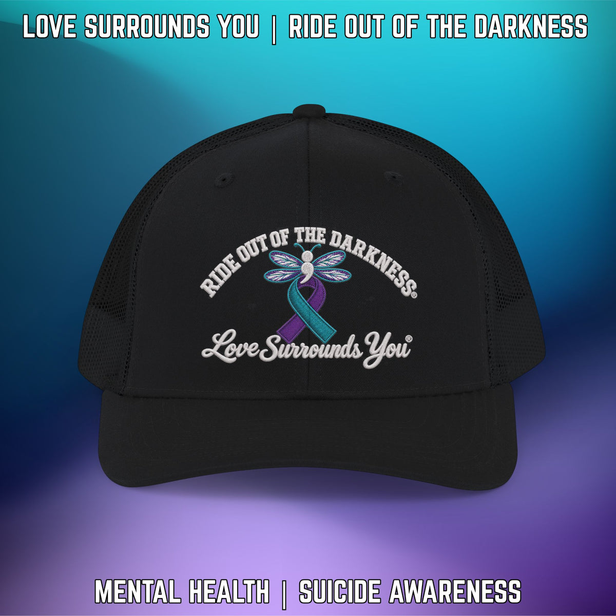 Ride Out of the Darkness Suicide Awareness Richardson Trucker Cap - LSY