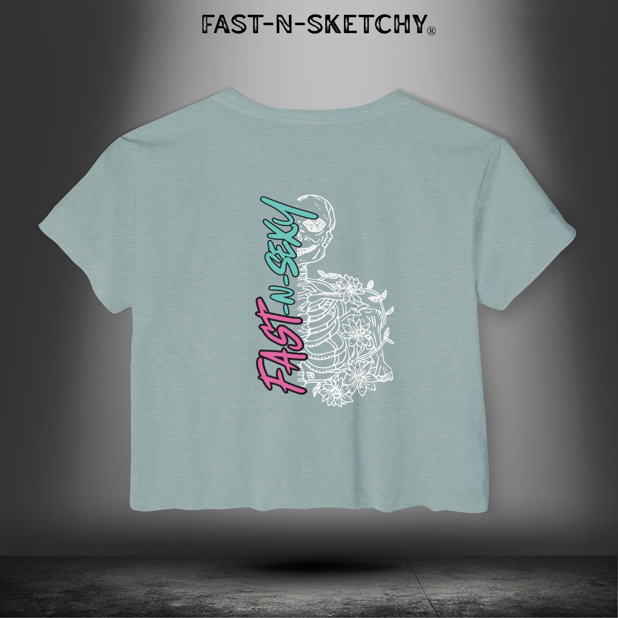 FAST-N-SEXY™ WITH HALF SKULL: Festival Crop Top