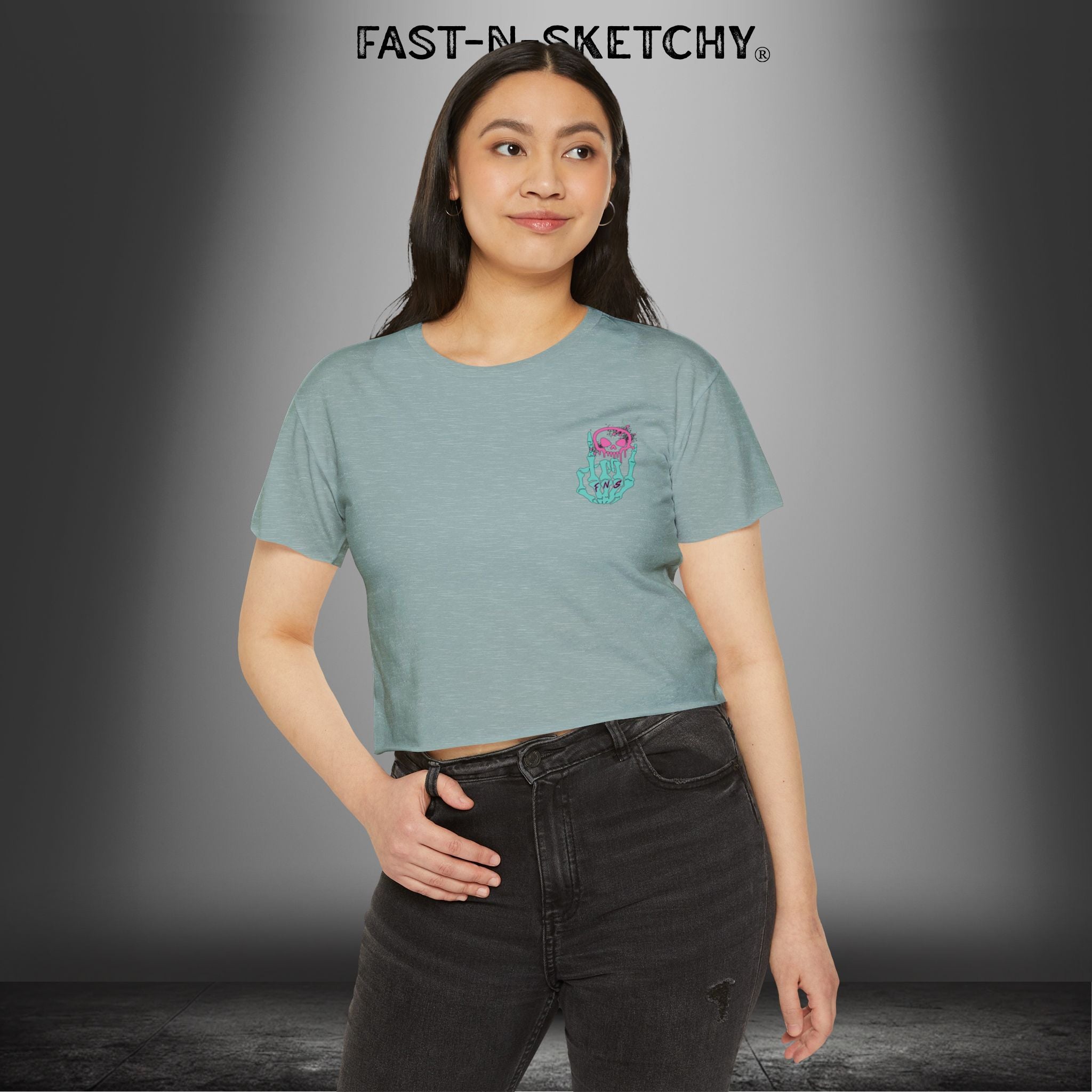 FAST-N-SEXY™ WITH HALF SKULL: Festival Crop Top