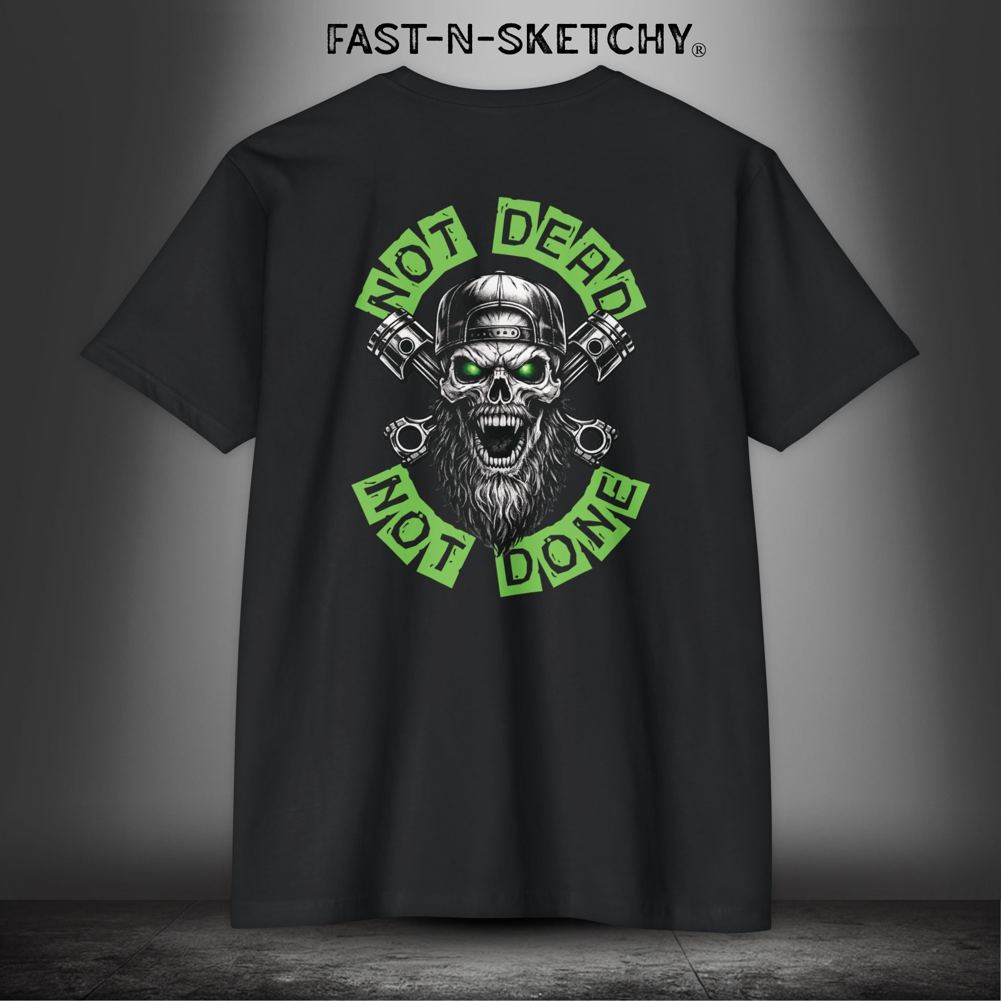 Not Dead, Not Done: Biker Edition Premium Fitted Tee