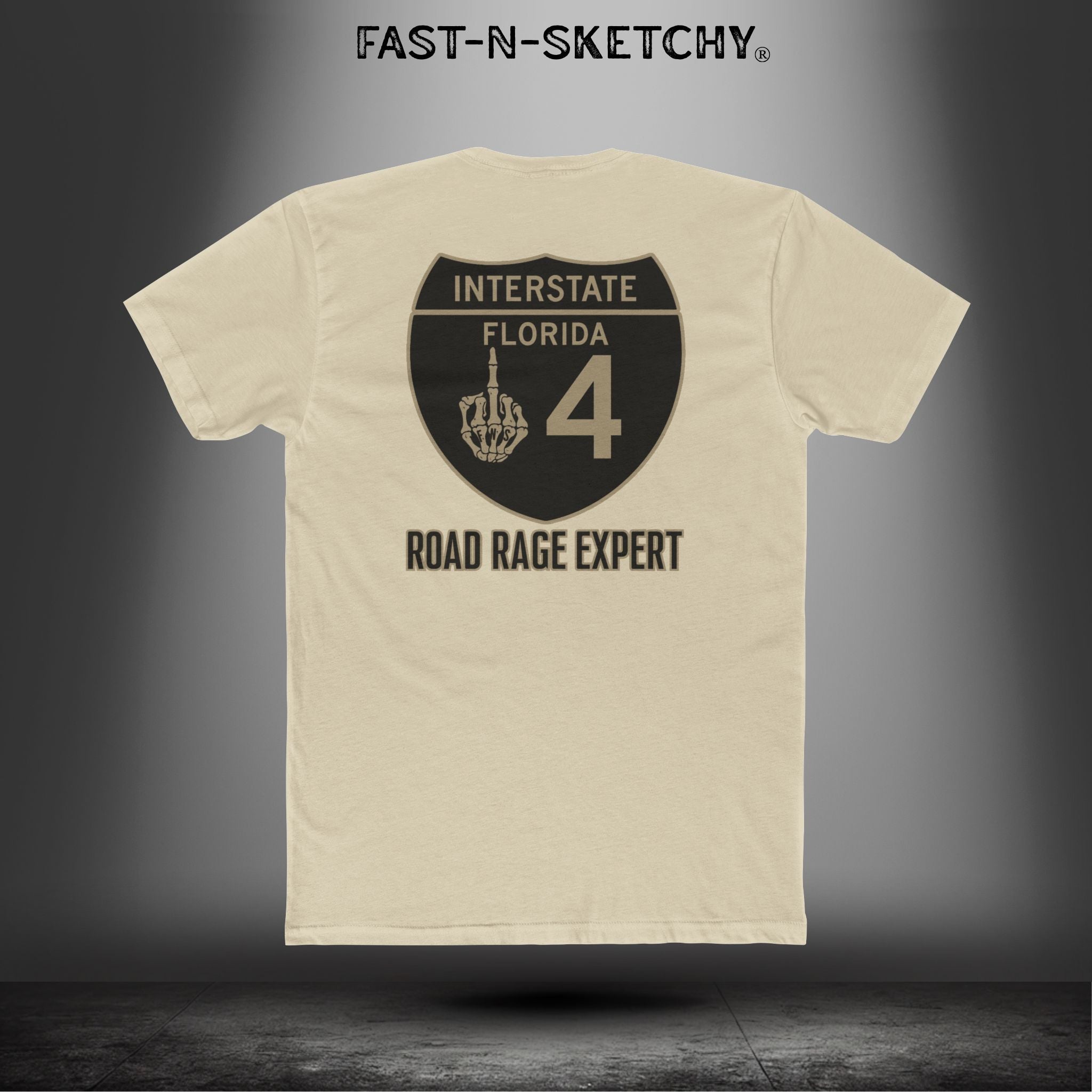 I-4 Road Rage Expert Florida (Black Sign) Premium Fitted Tee: Biker Edition Relaxed Classic Tee