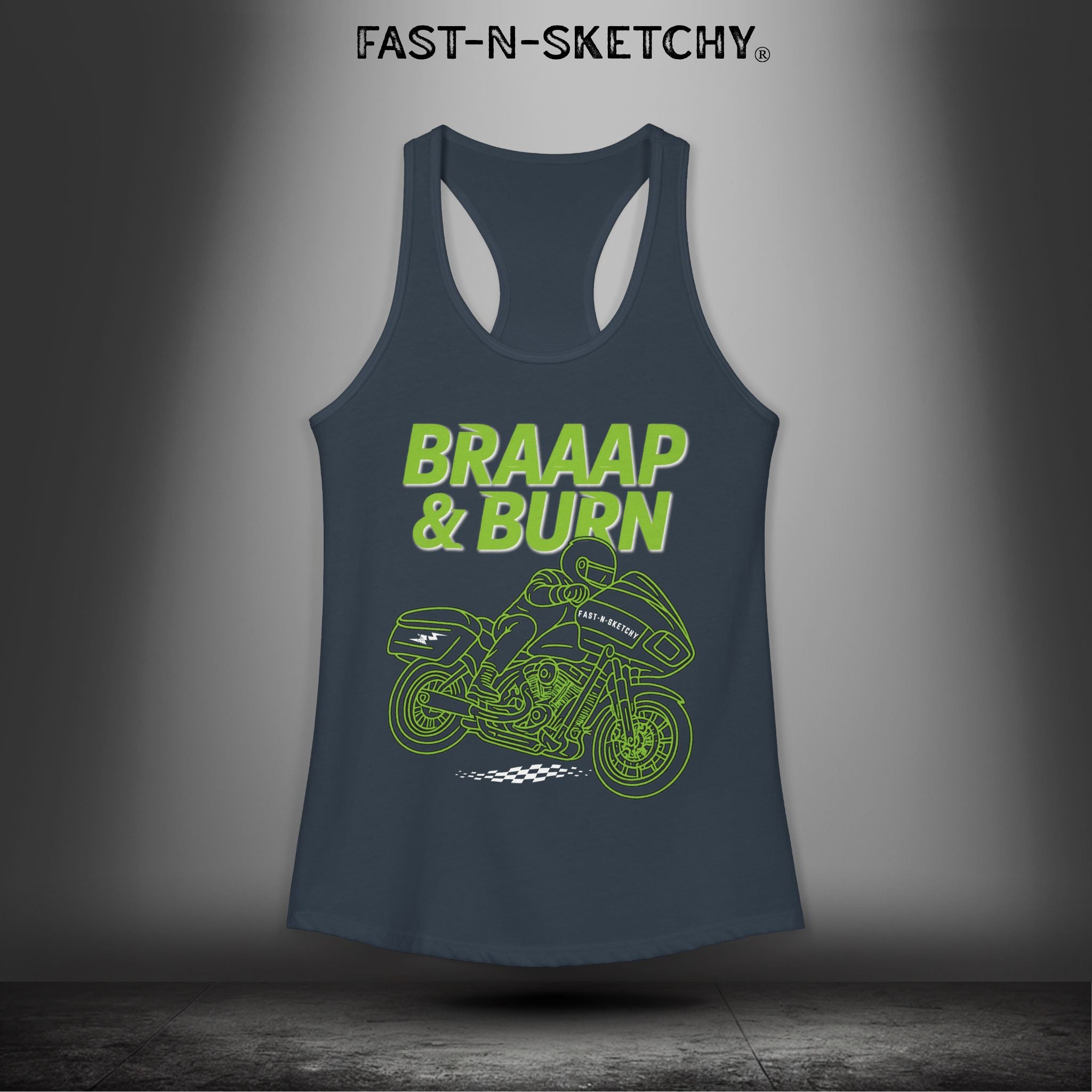 BRAAAP & BURN: Bagger Racing Biker Edition Razorback Tank
