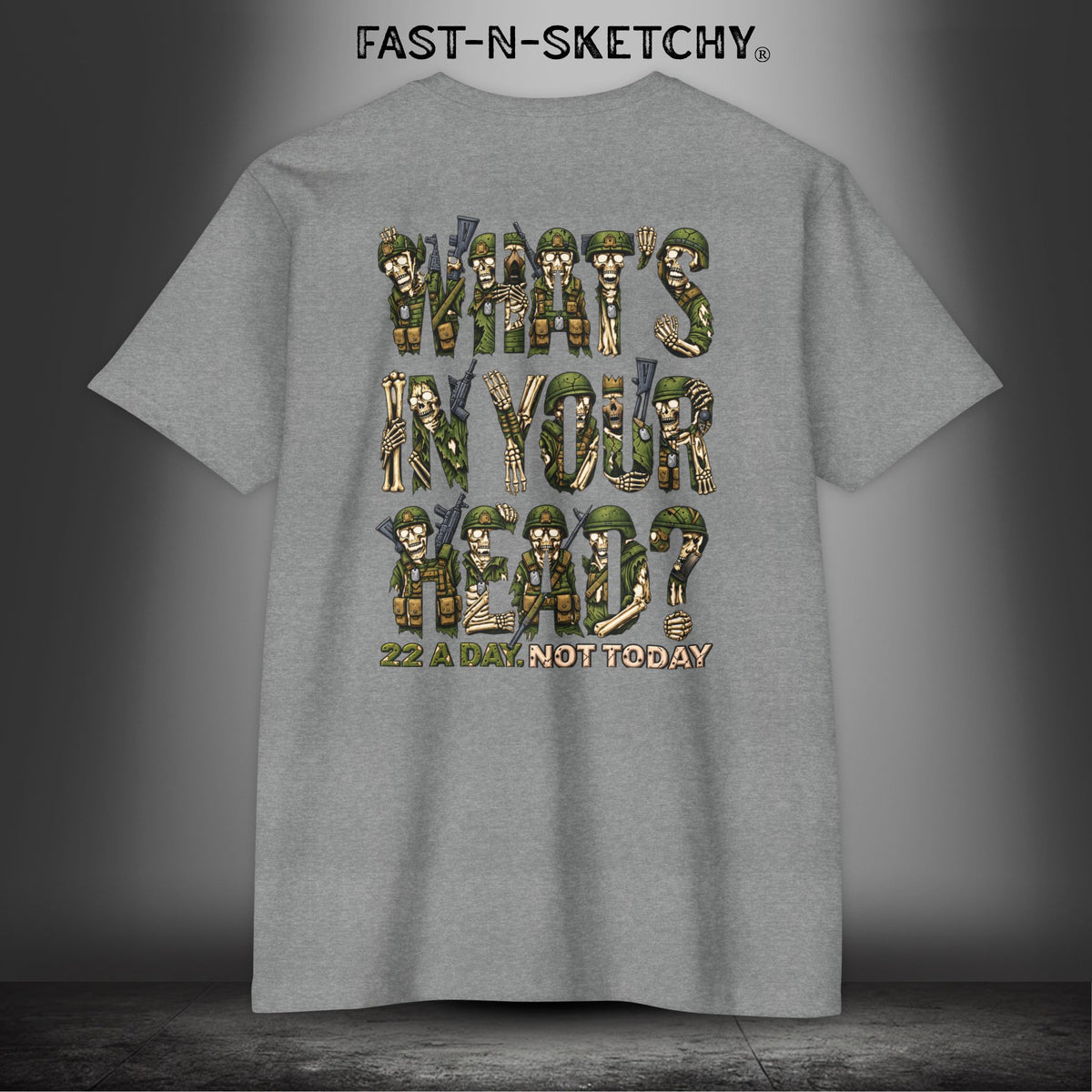 22 a Day, Not Today: Zombie T-Shirt by FAST-N-SKETCHY® - Dark Heather Grey