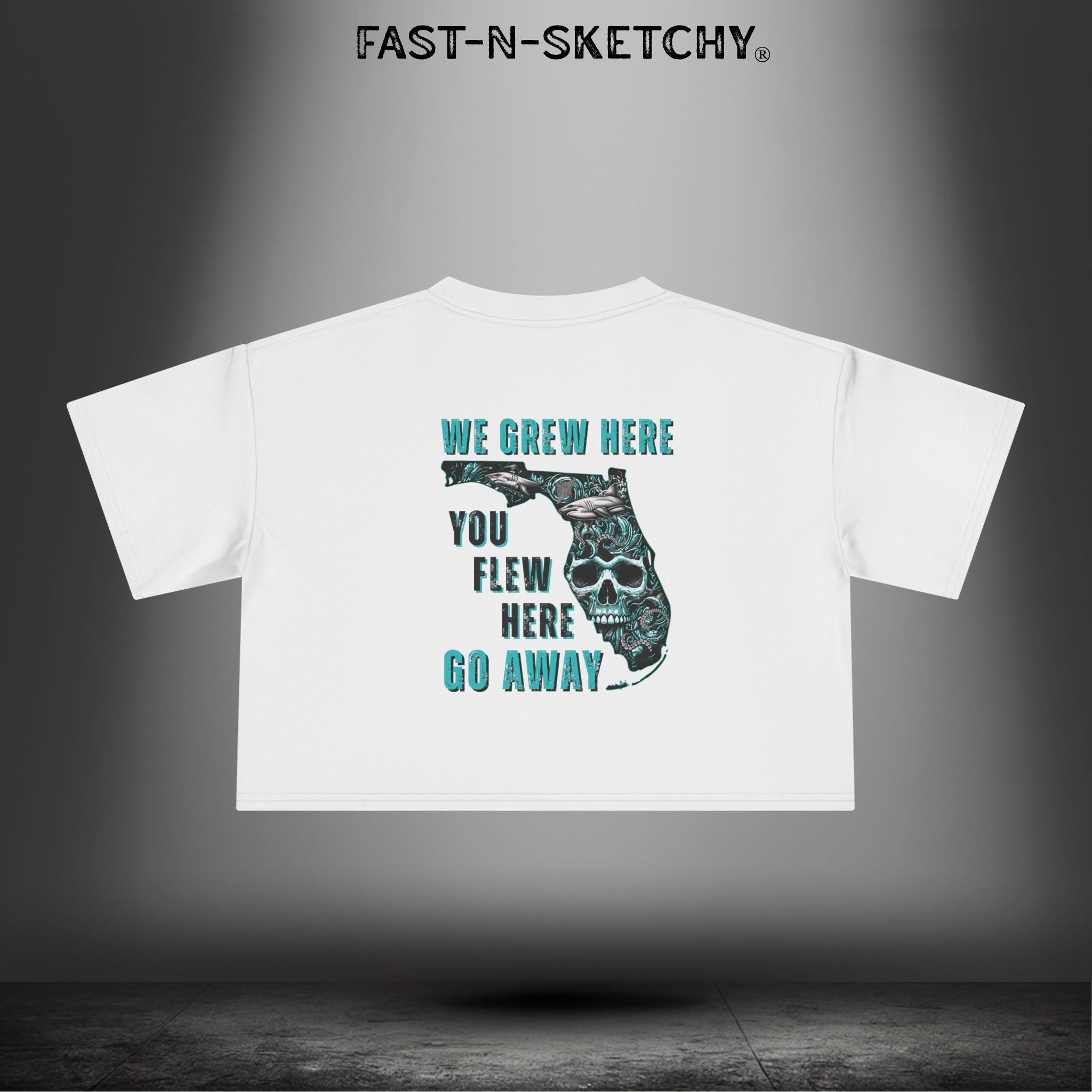 WE GREW HERE, YOU FLEW HERE, GO AWAY: Crop Top (Medium-Weight)