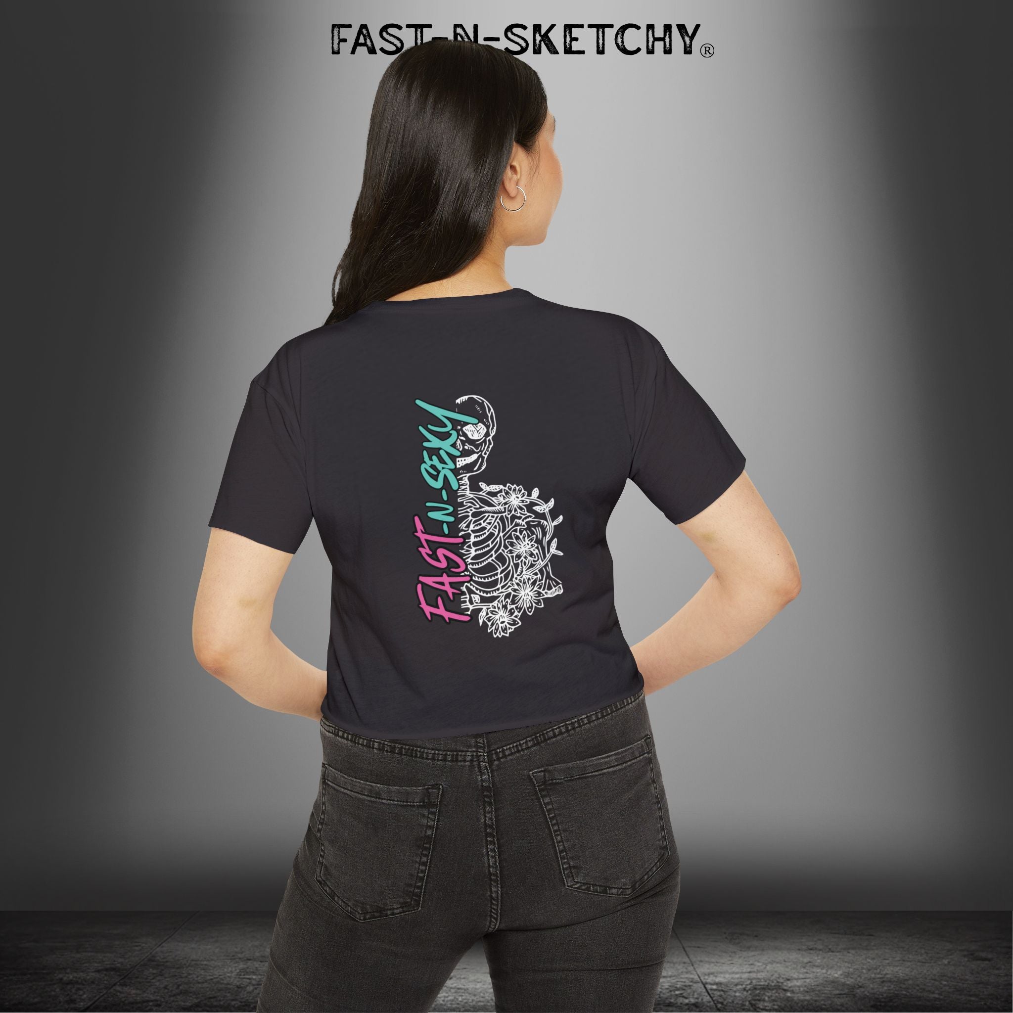 FAST-N-SEXY™ WITH HALF SKULL: Festival Crop Top