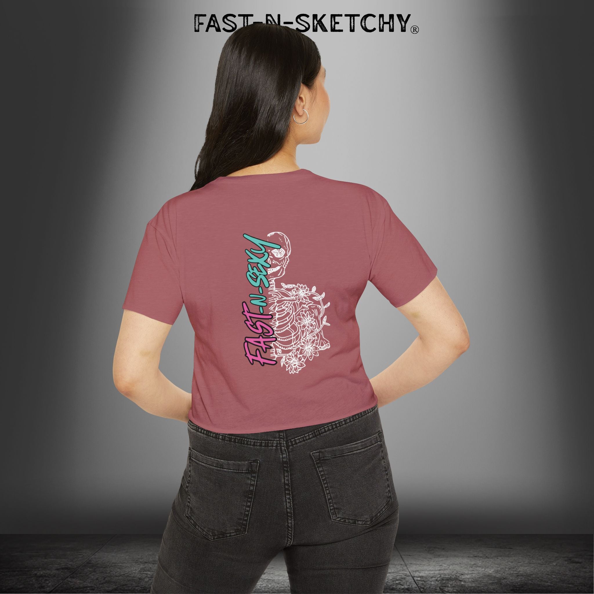 FAST-N-SEXY™ WITH HALF SKULL: Festival Crop Top