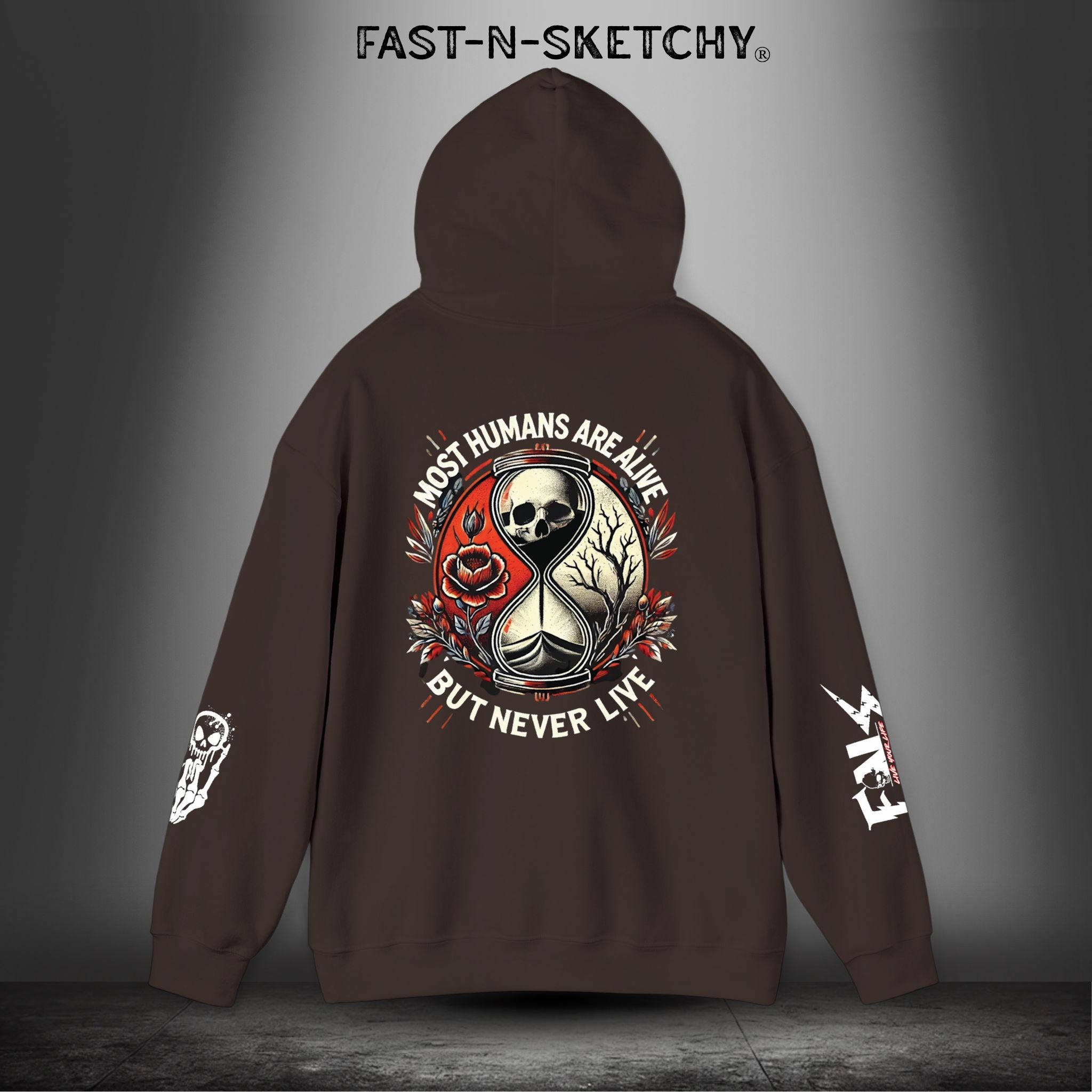 MOST HUMANS ARE ALIVE BUT NEVER LIVE - Heavy Blend Hoodie FAST-N-SKETCHY®